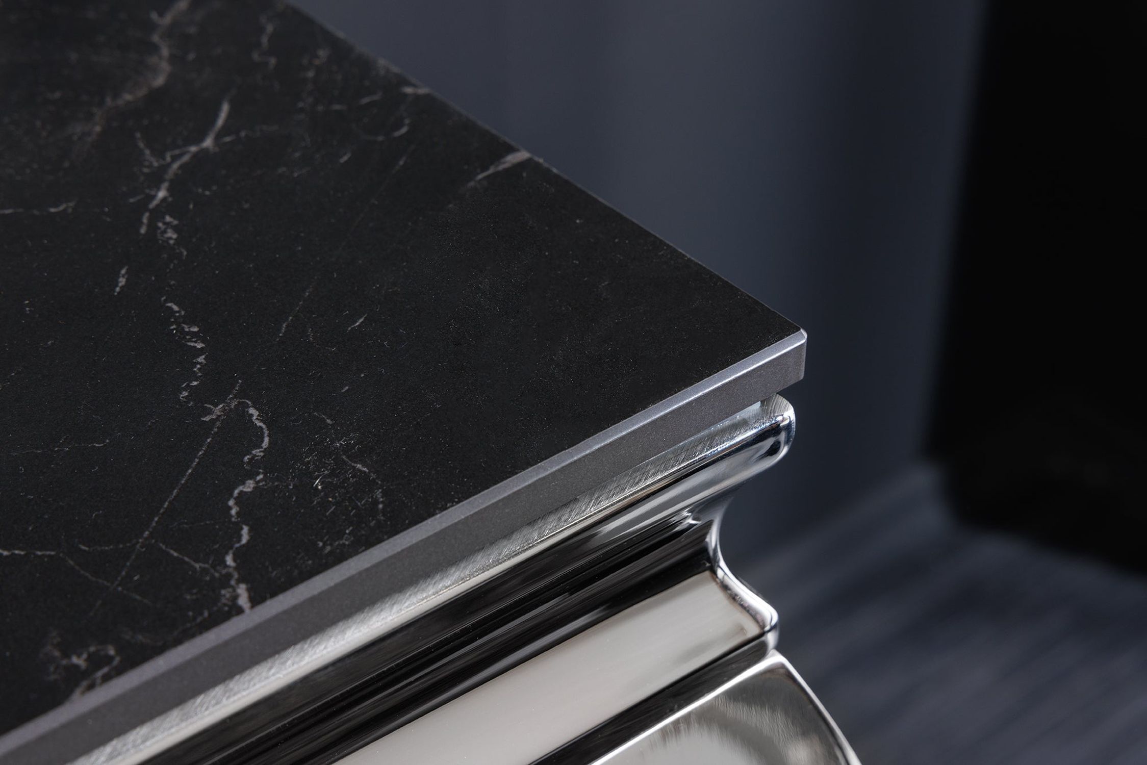 Konsolentisch Keramik in Schwarz Silber 145cm
