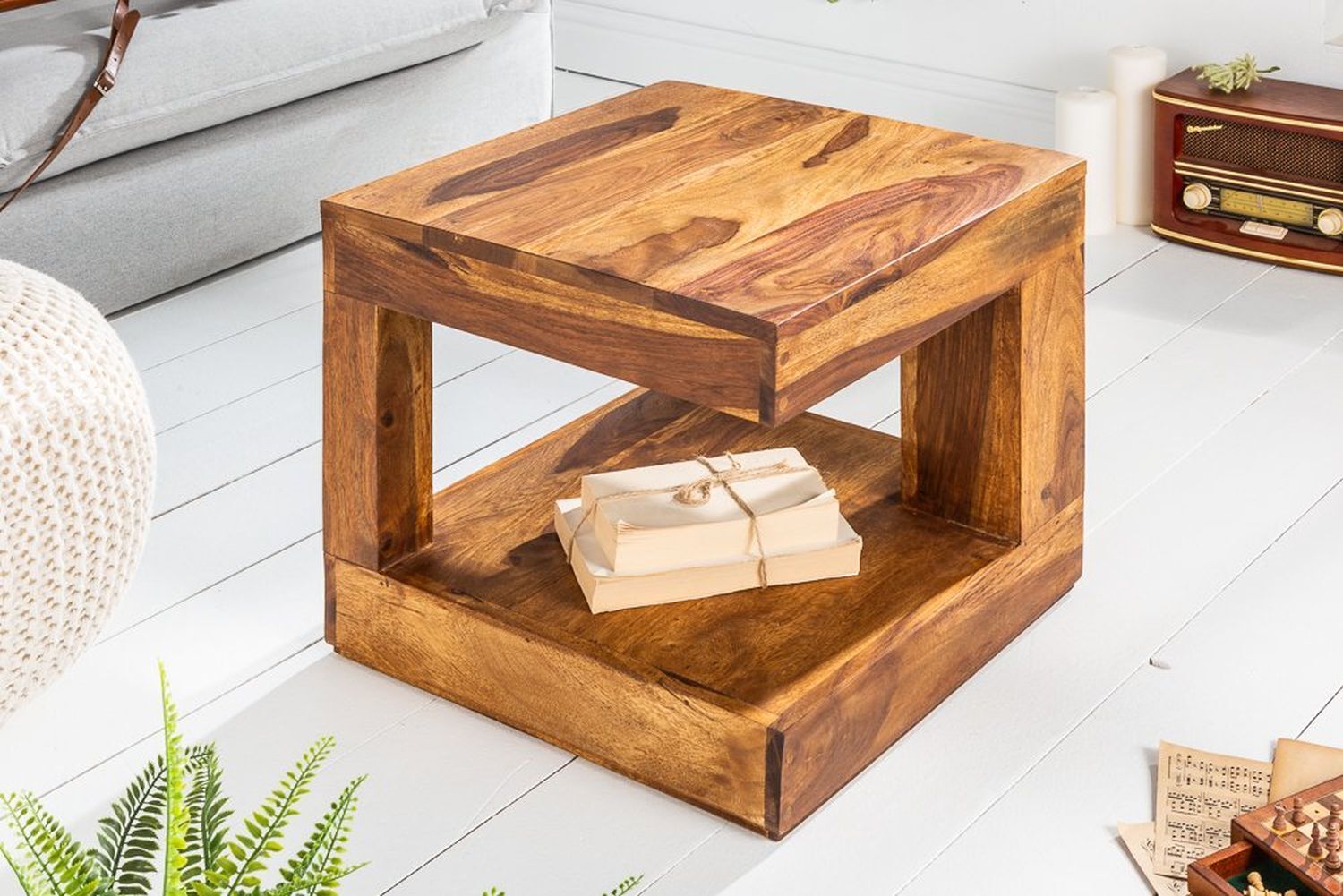 Couchtisch Sheesham Holz 45x175 cm in Natur