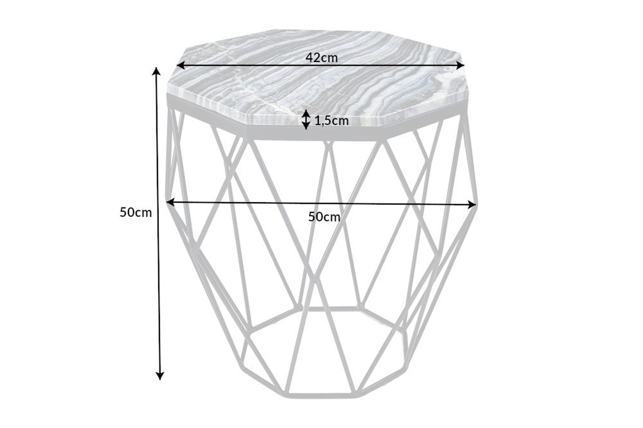 Couchtisch Marmor Metall 50 x 50 cm in Grau Schwarz
