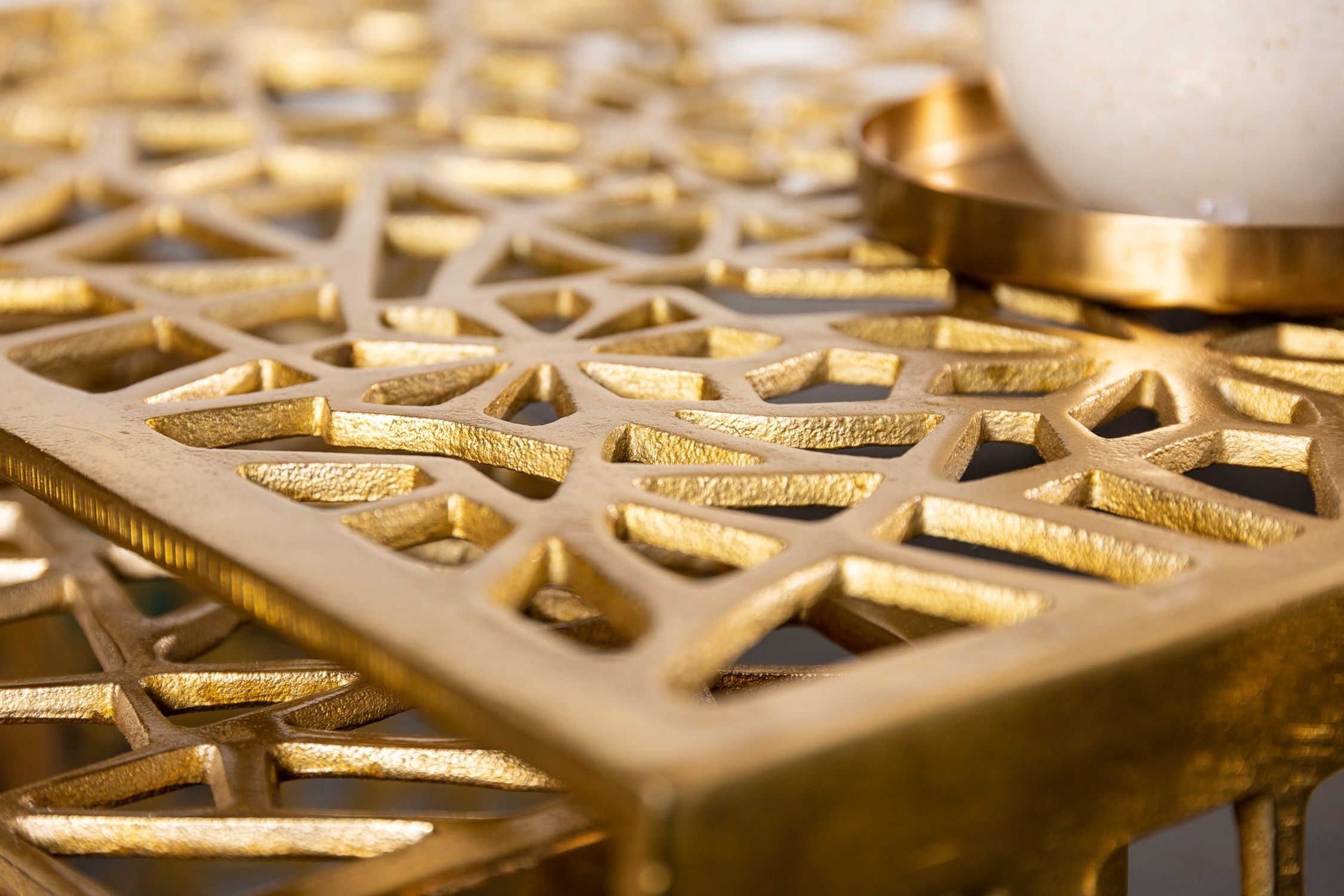 Couchtisch 2er Set Metall in Gold eckig Handarbeit
