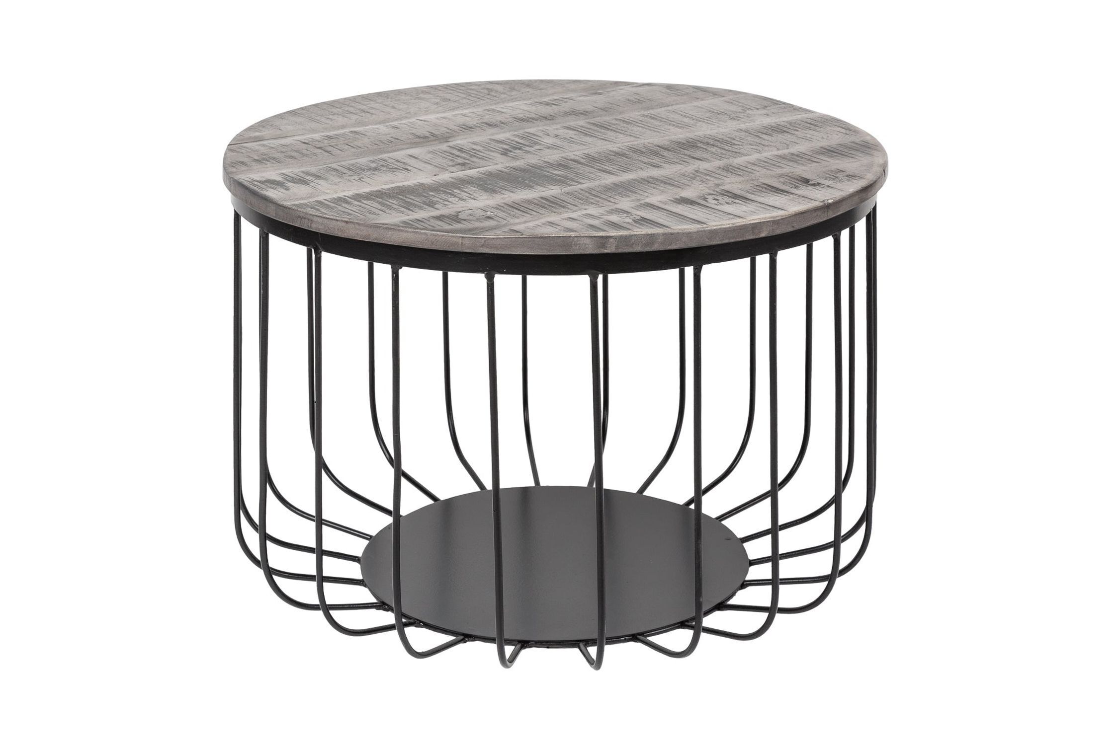 Couchtisch Mango Holz Metall in Grau Schwarz 56x56 cm