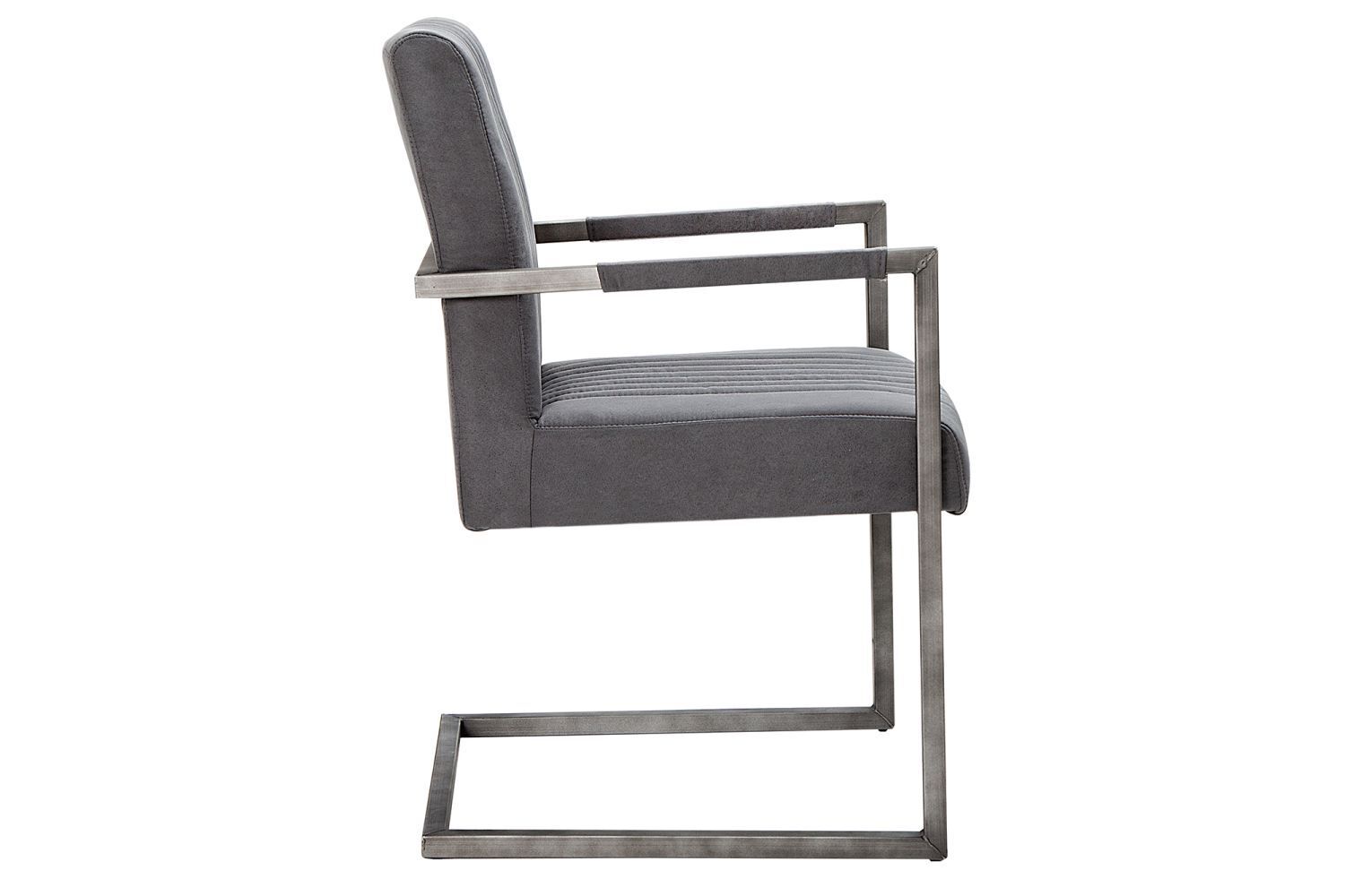 Esszimmerstuhl Microfaser Eisen 55 cm in Vintage Grau Schwarz