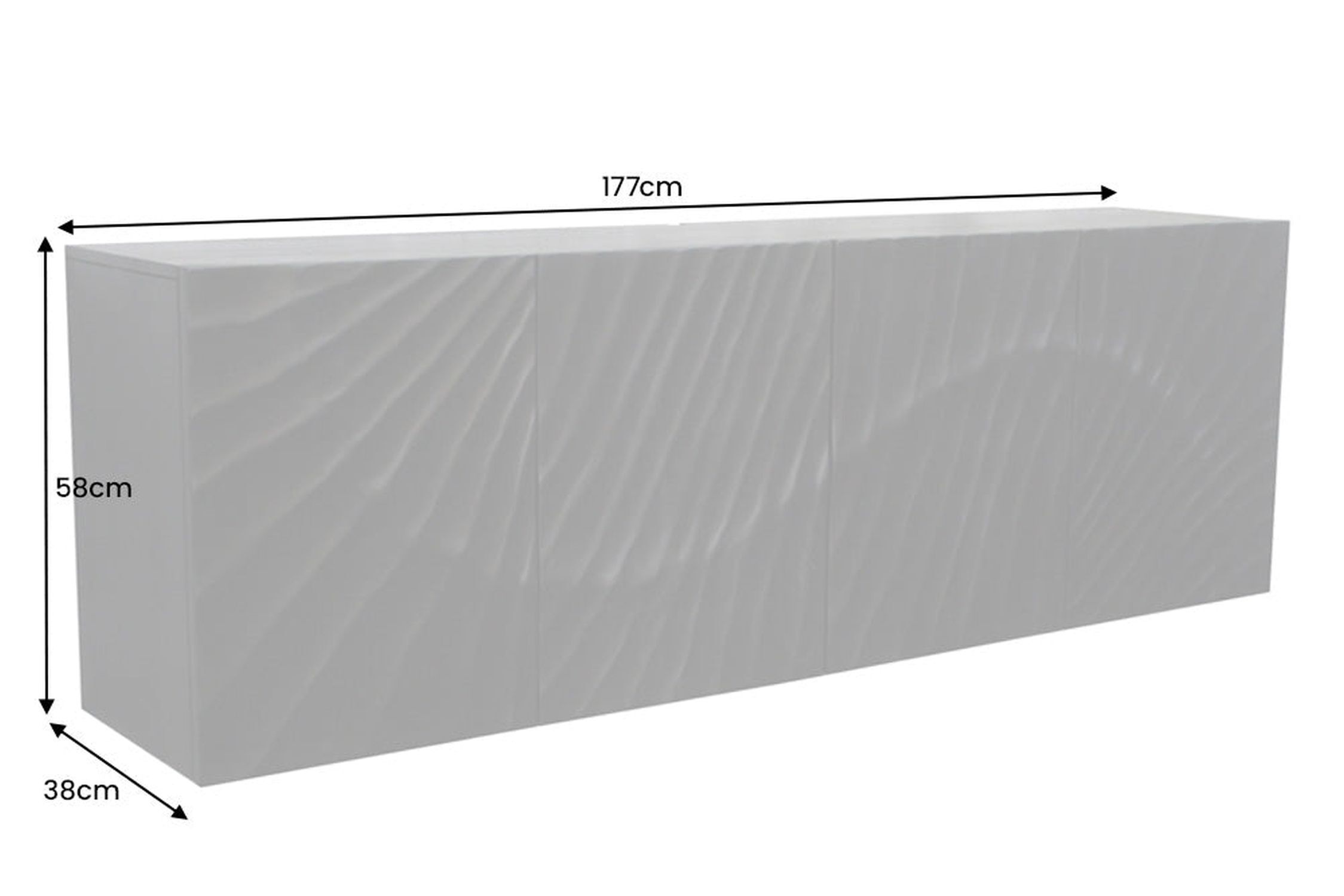 Hängesideboard Schwarz Holz 177 cm breit Handarbeit 3D-Motiv
