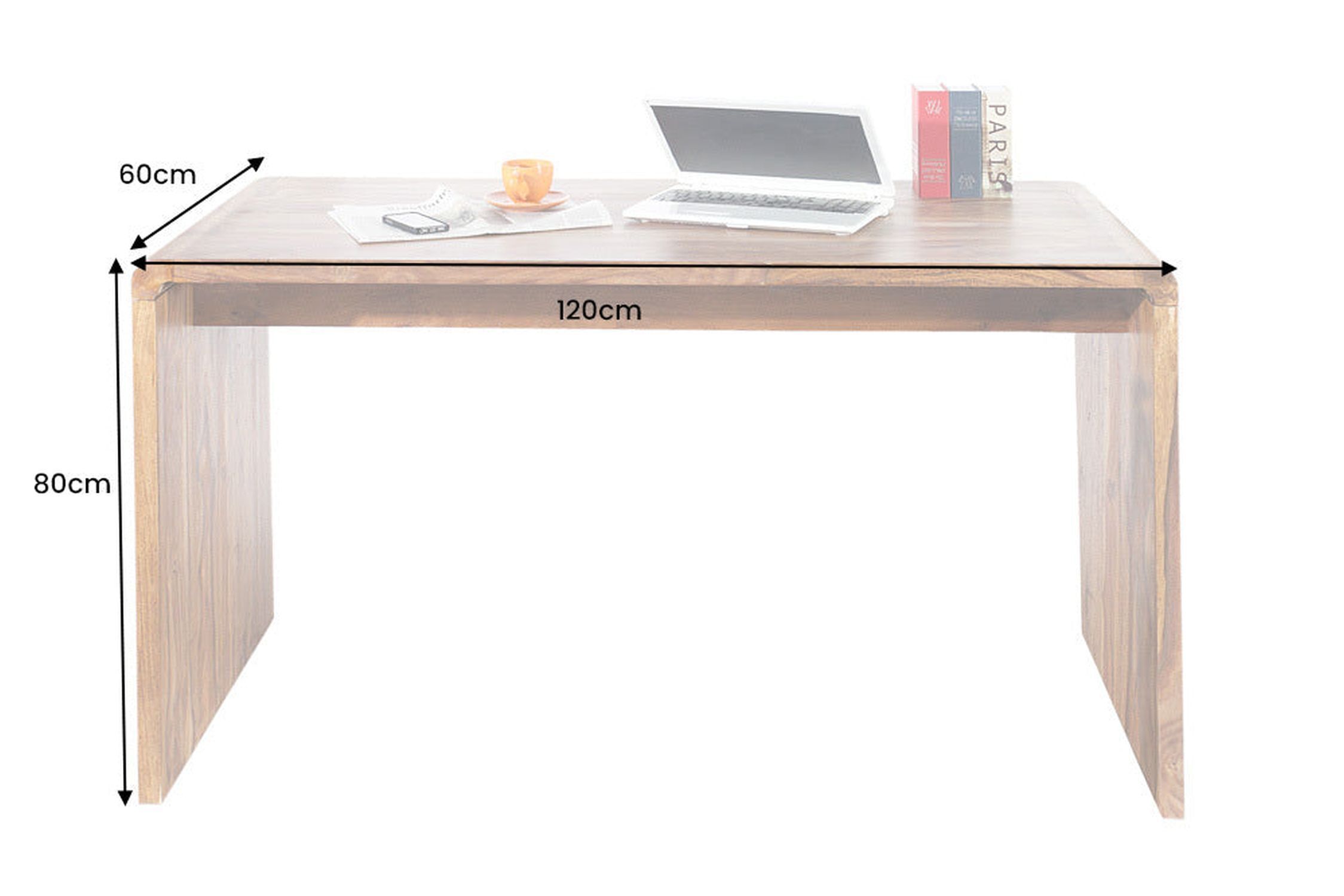 Schreibtisch Sheesham Holz in Natur 120 x 60 cm