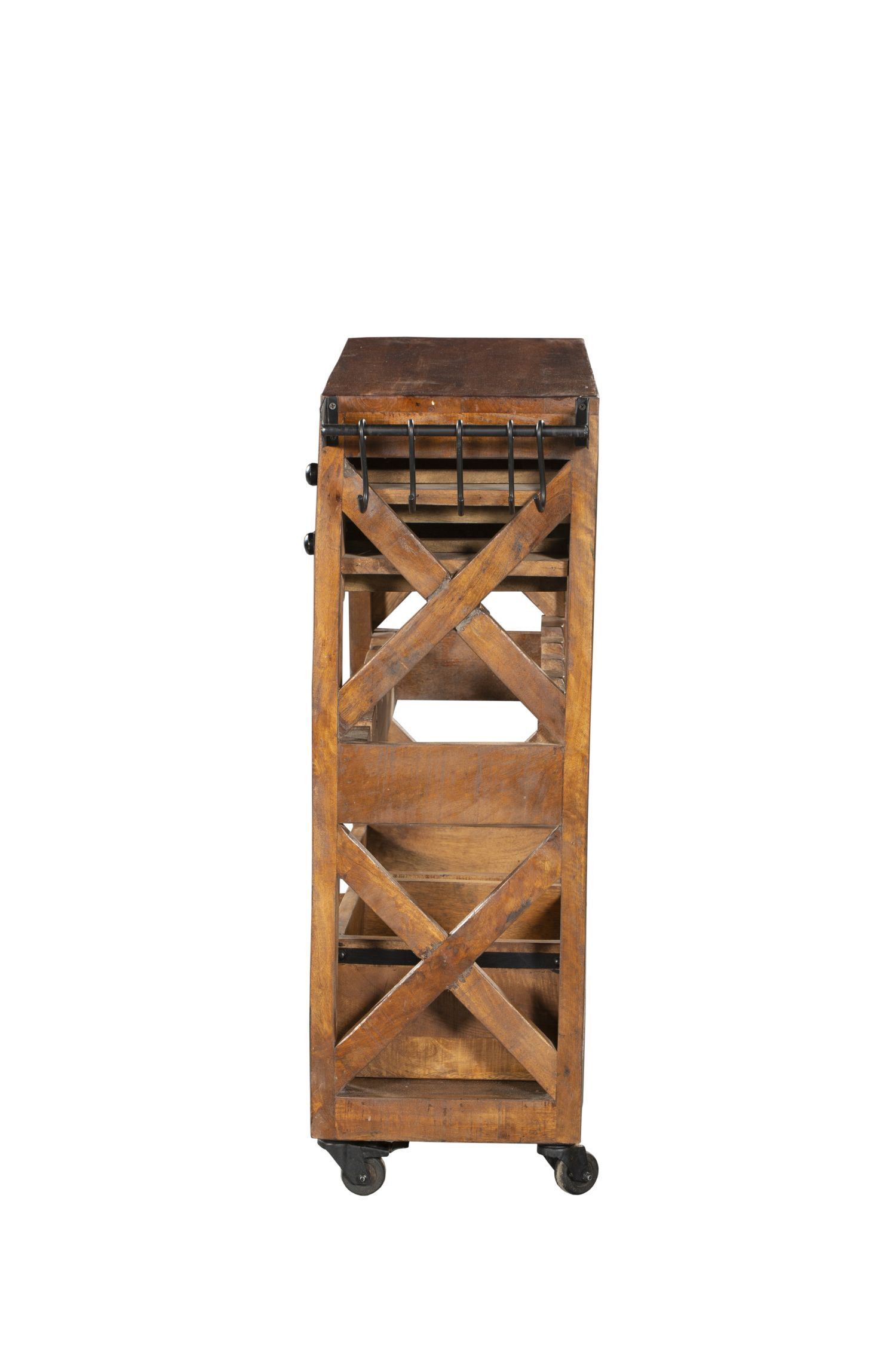 Barschrank mit Rollen Mangoholz Stahl B: 100 cm Industrial