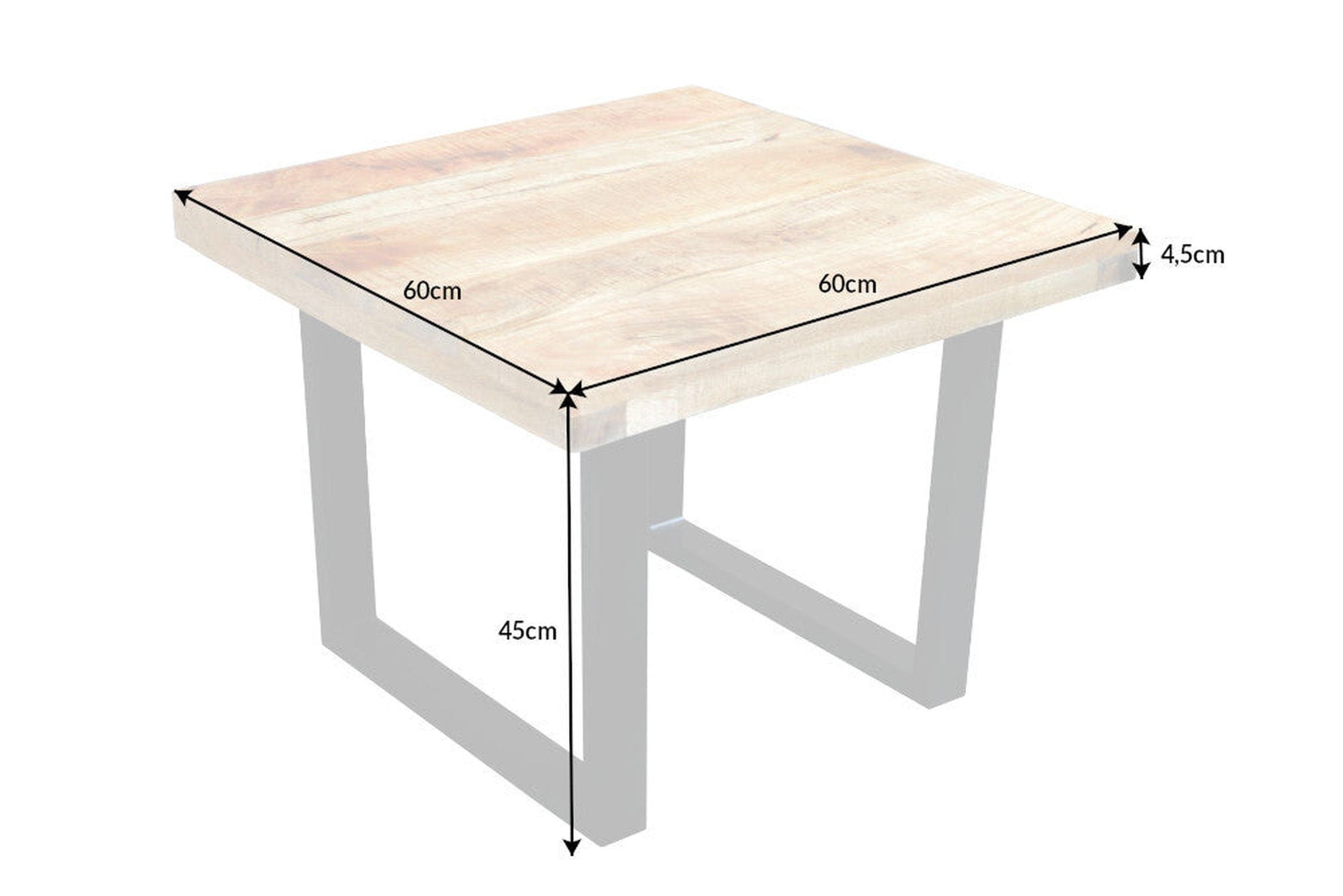 Couchtisch Mango Holz Metall 60 x 60 cm Kufengestell
