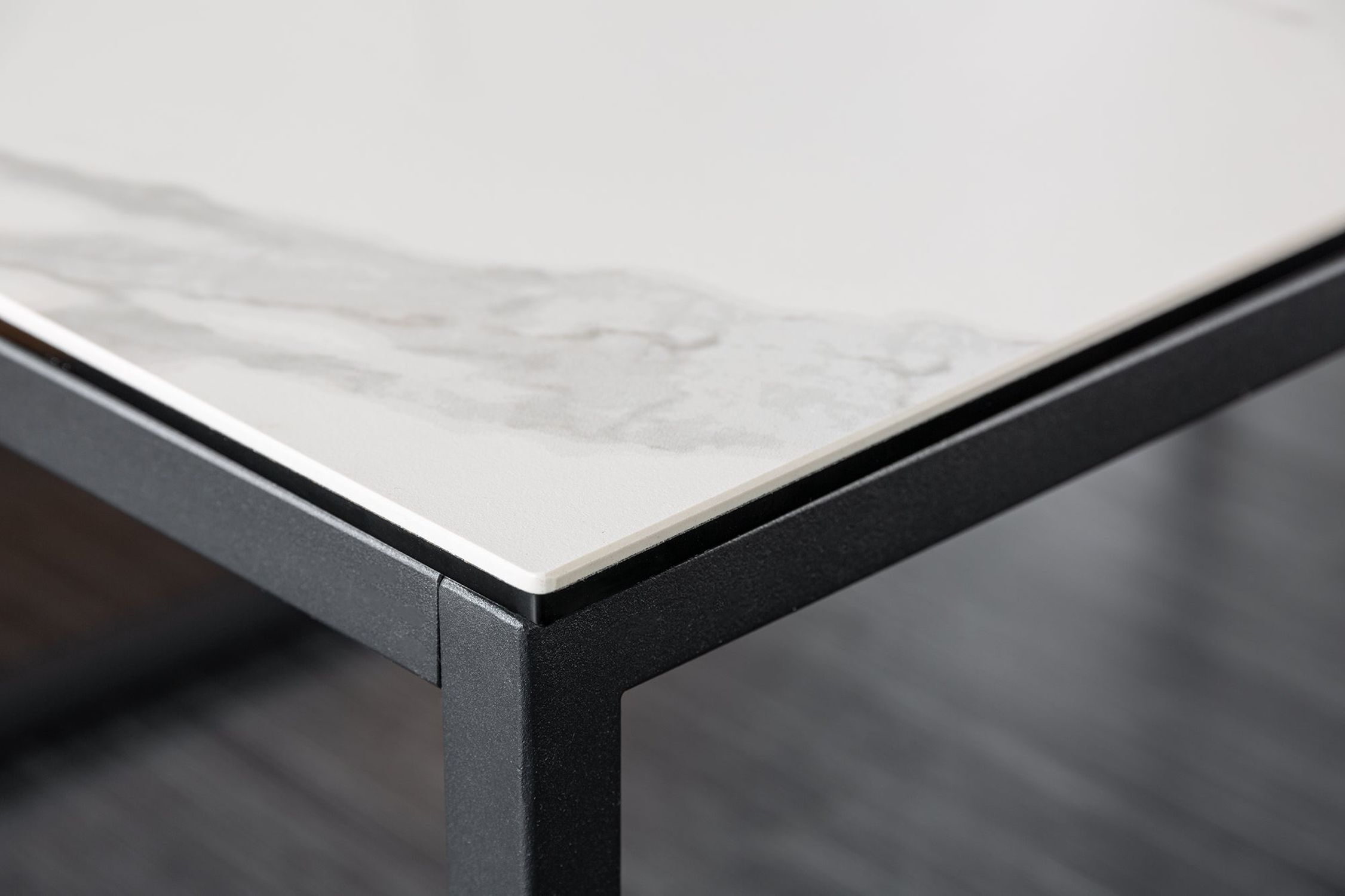 Couchtisch Keramik in Weiß Marmor Optik Schwarz 100x60 cm