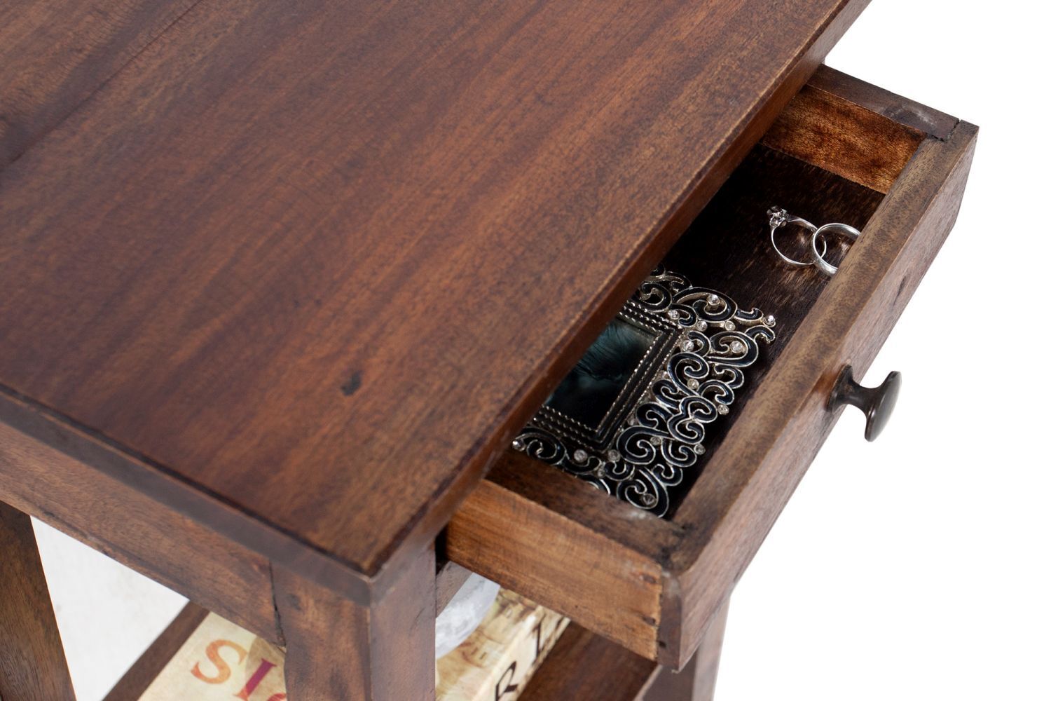 Telefontisch Mahagoni Holz 34x50 cm in Kaffeebraun