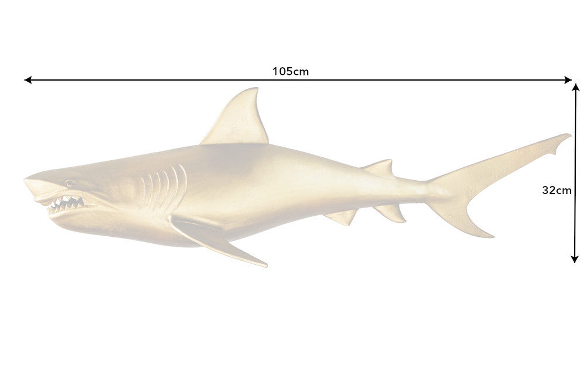 Wanddeko Metall Maritim Hai Fisch 105 cm lang in Gold