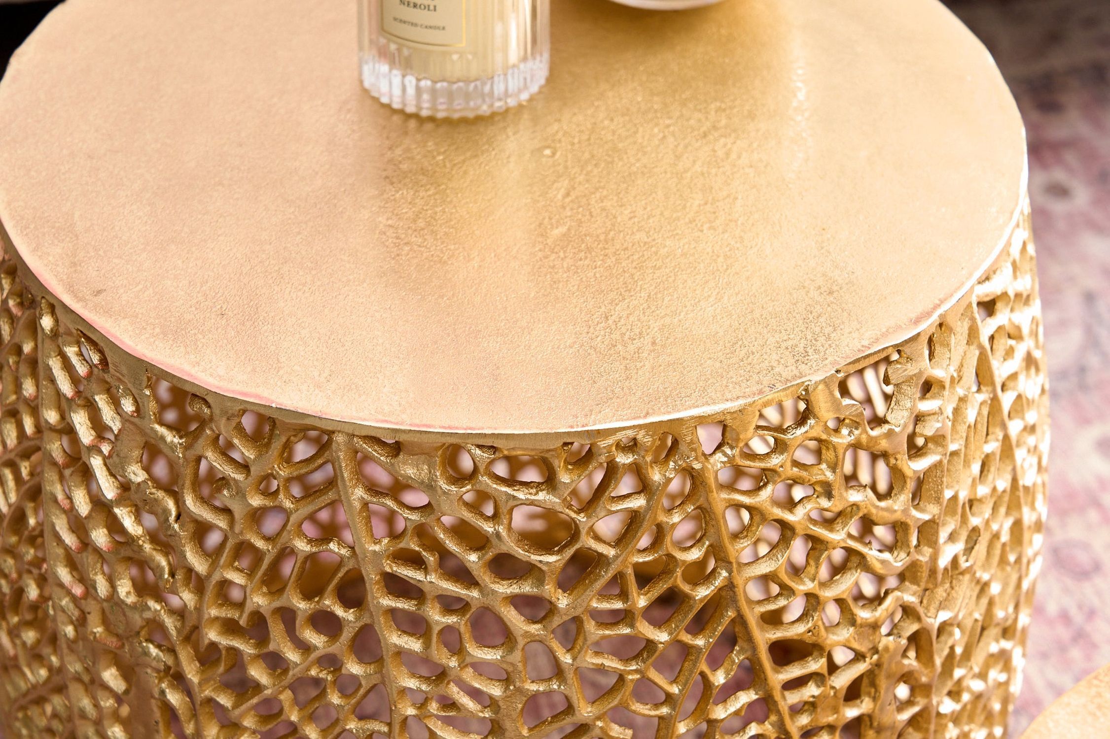 Couchtisch 2er Set Metall in Gold Handarbeit