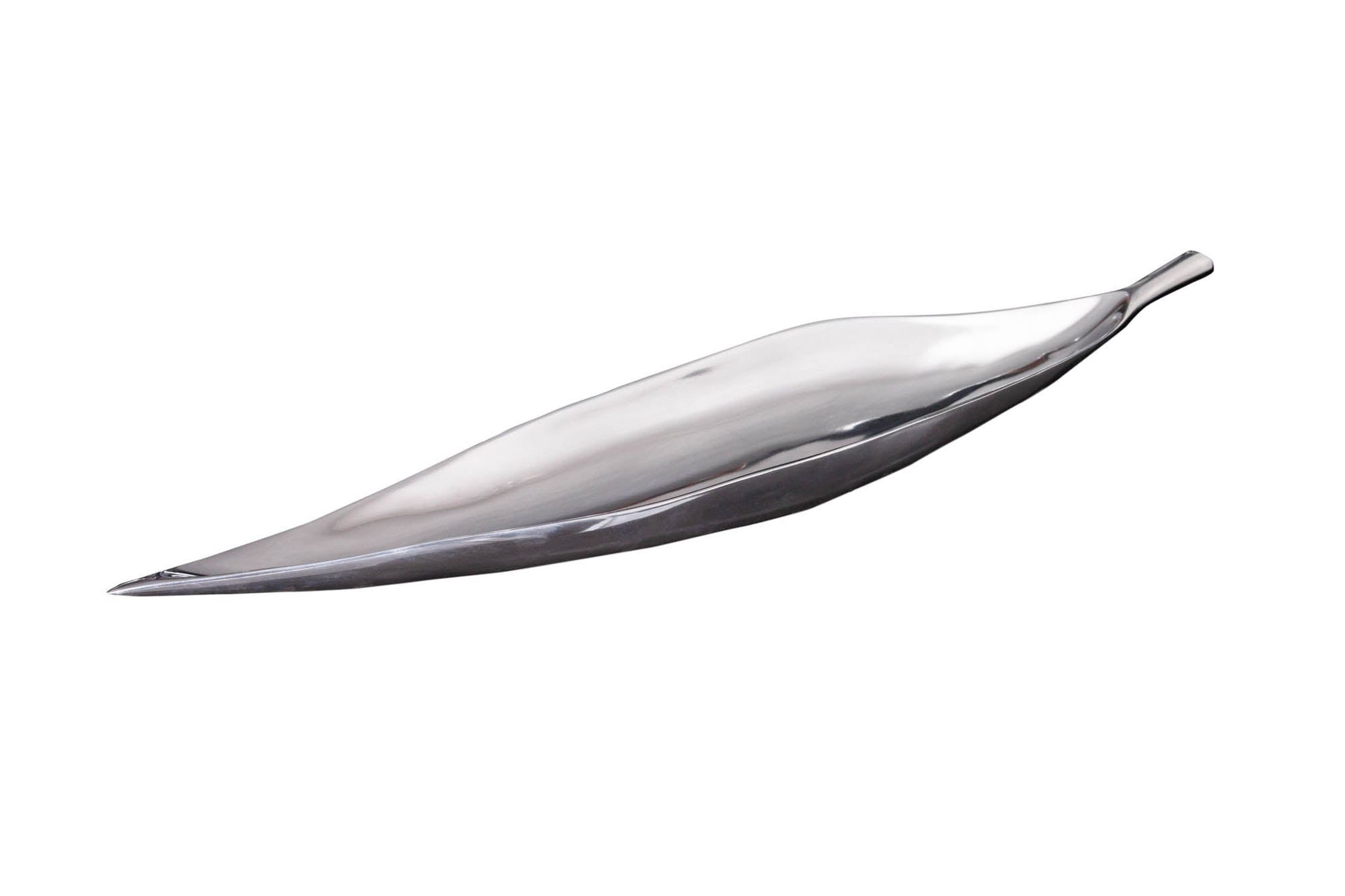 Dekoschale Silber aus Metall 80 cm lang Blatt Design