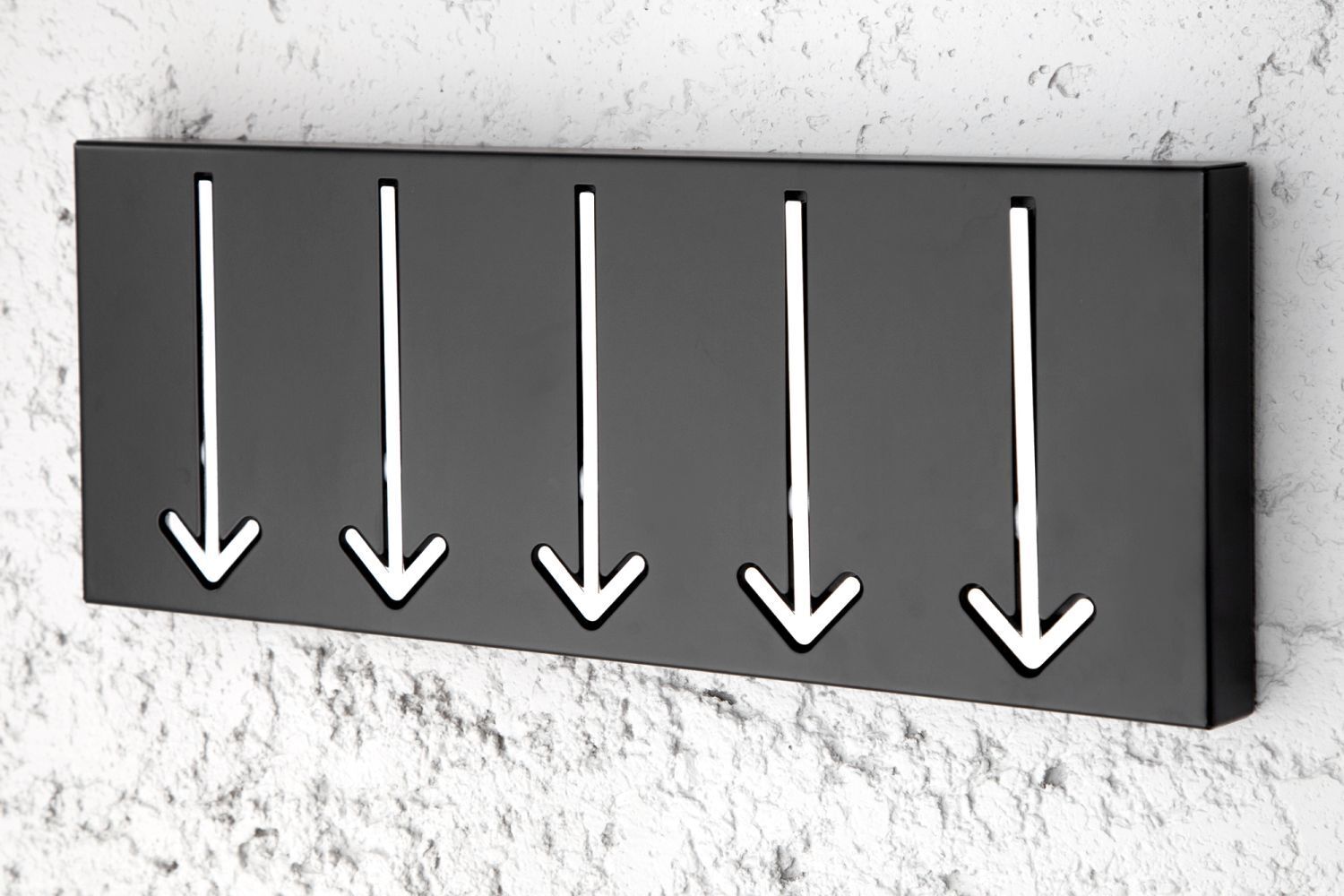 Wandgarderobe Metall 45 cm in Schwarz Weiß mit 5 Haken