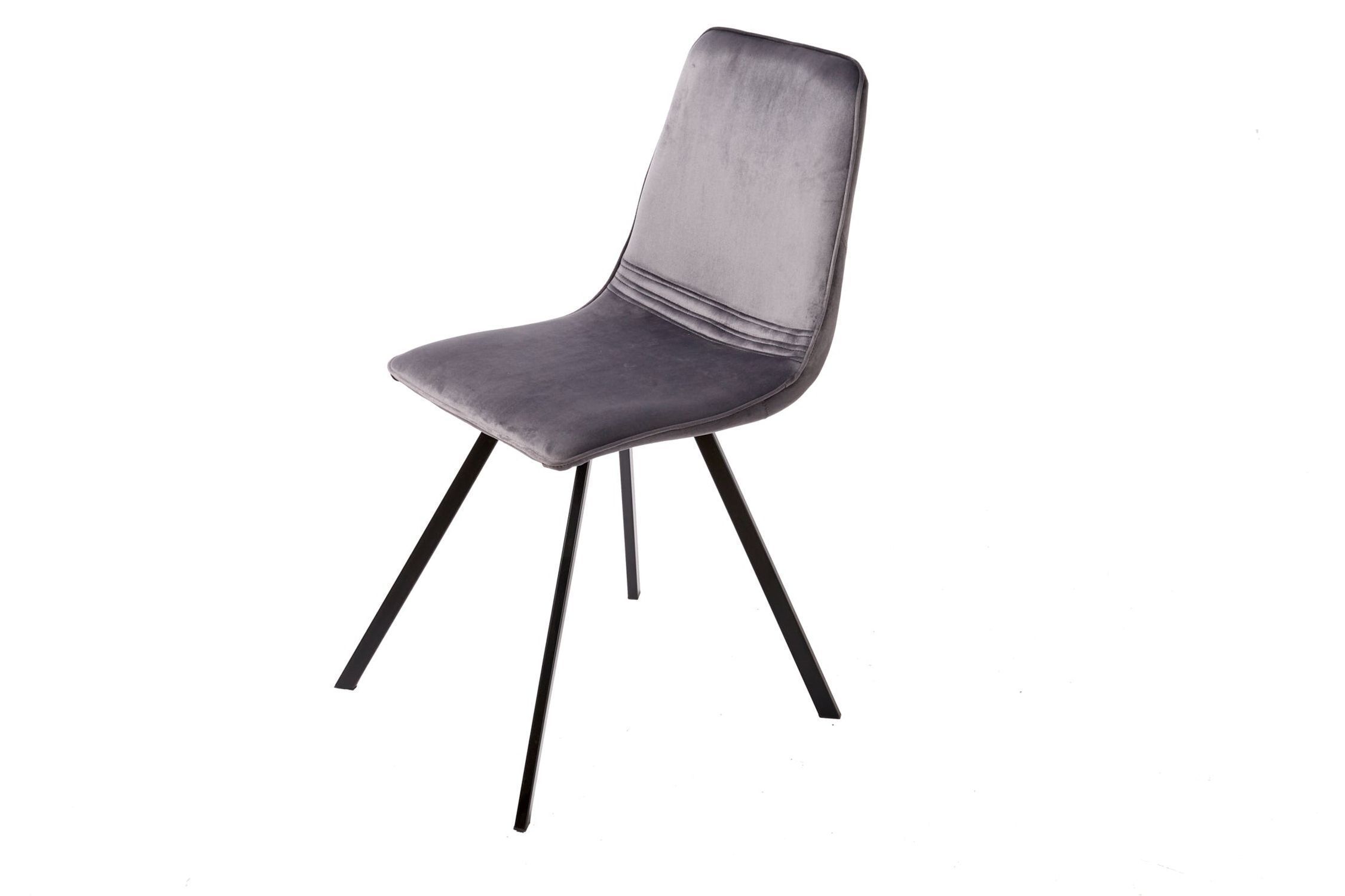 Esszimmerstuhl Samt Metall in Grau Schwarz Retro
