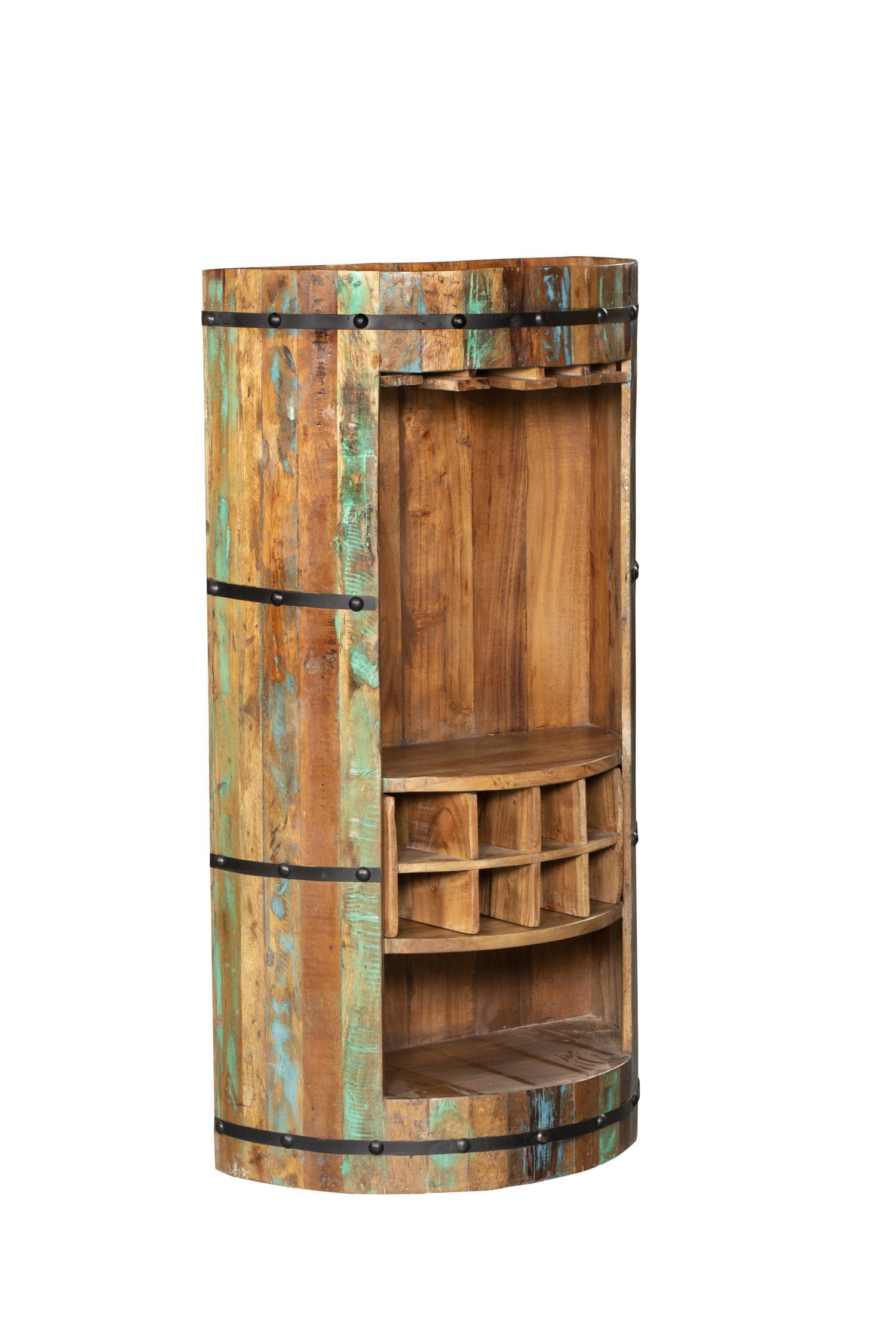 Barschrank Holz 115 cm hoch halbrund für Hausbar Party