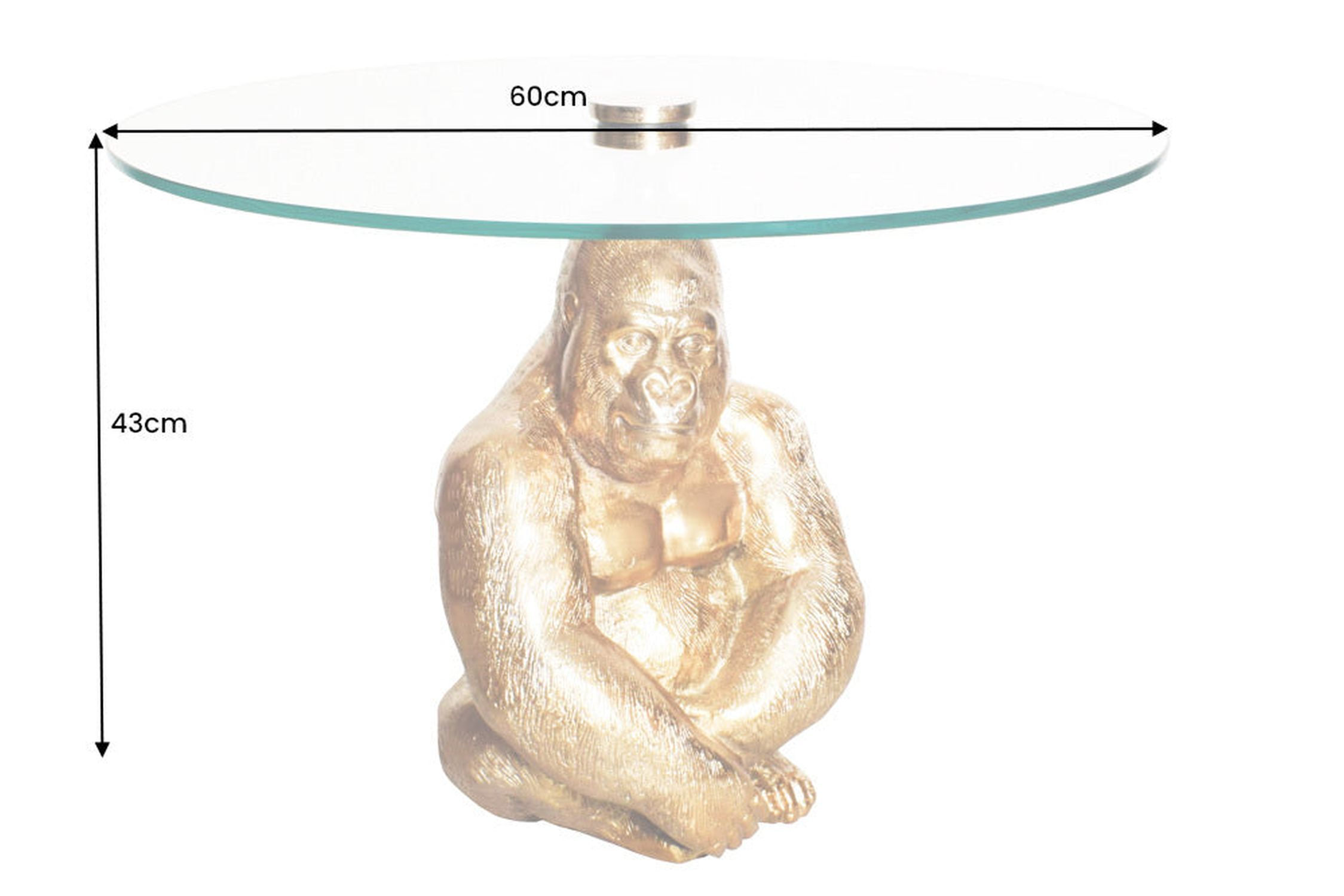 Couchtisch Hartglas Metall in Gold 60x60 cm Handarbeit