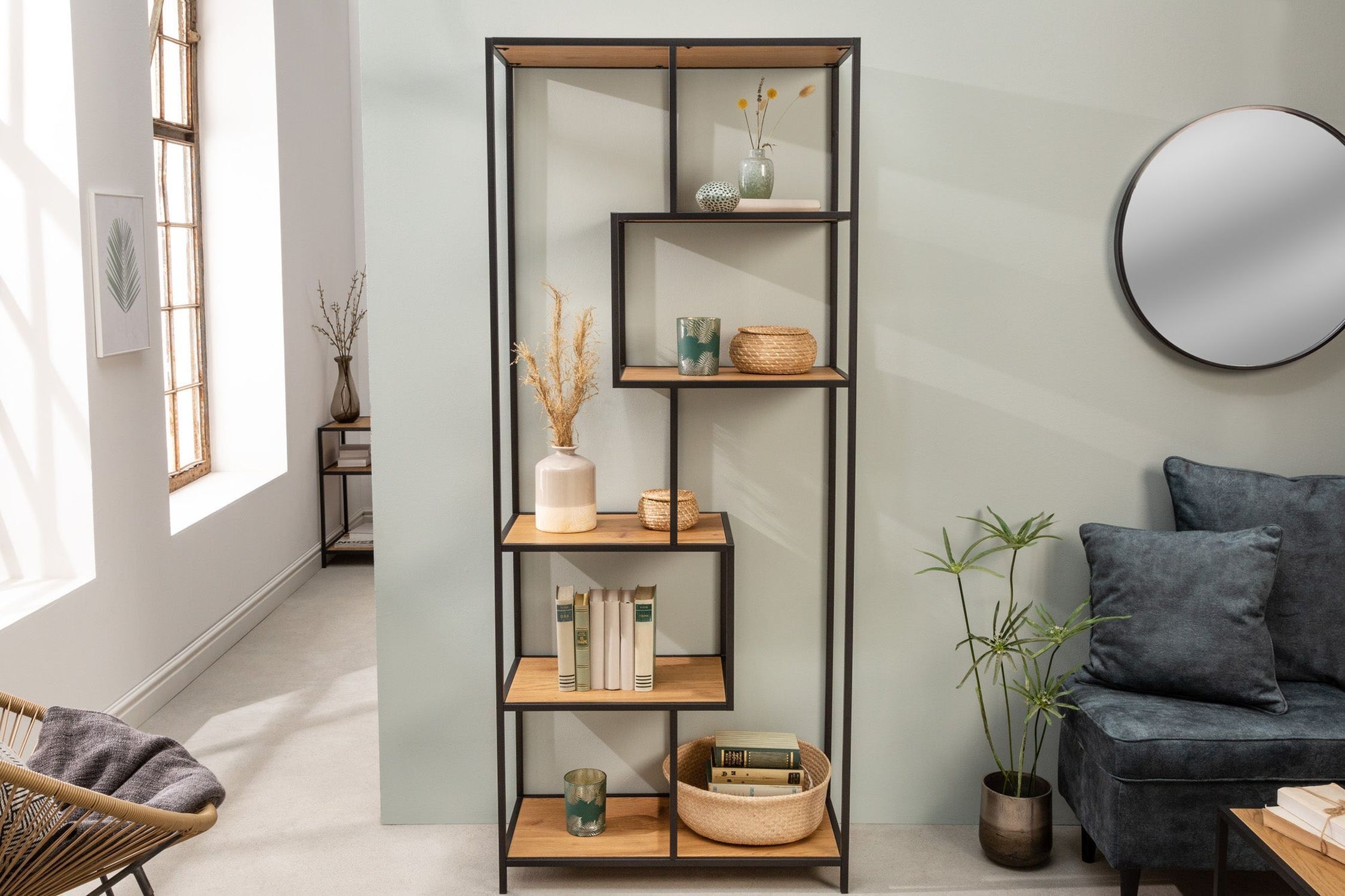 Regal Modern Holz Optik 77 x 185 cm asymmetrisch