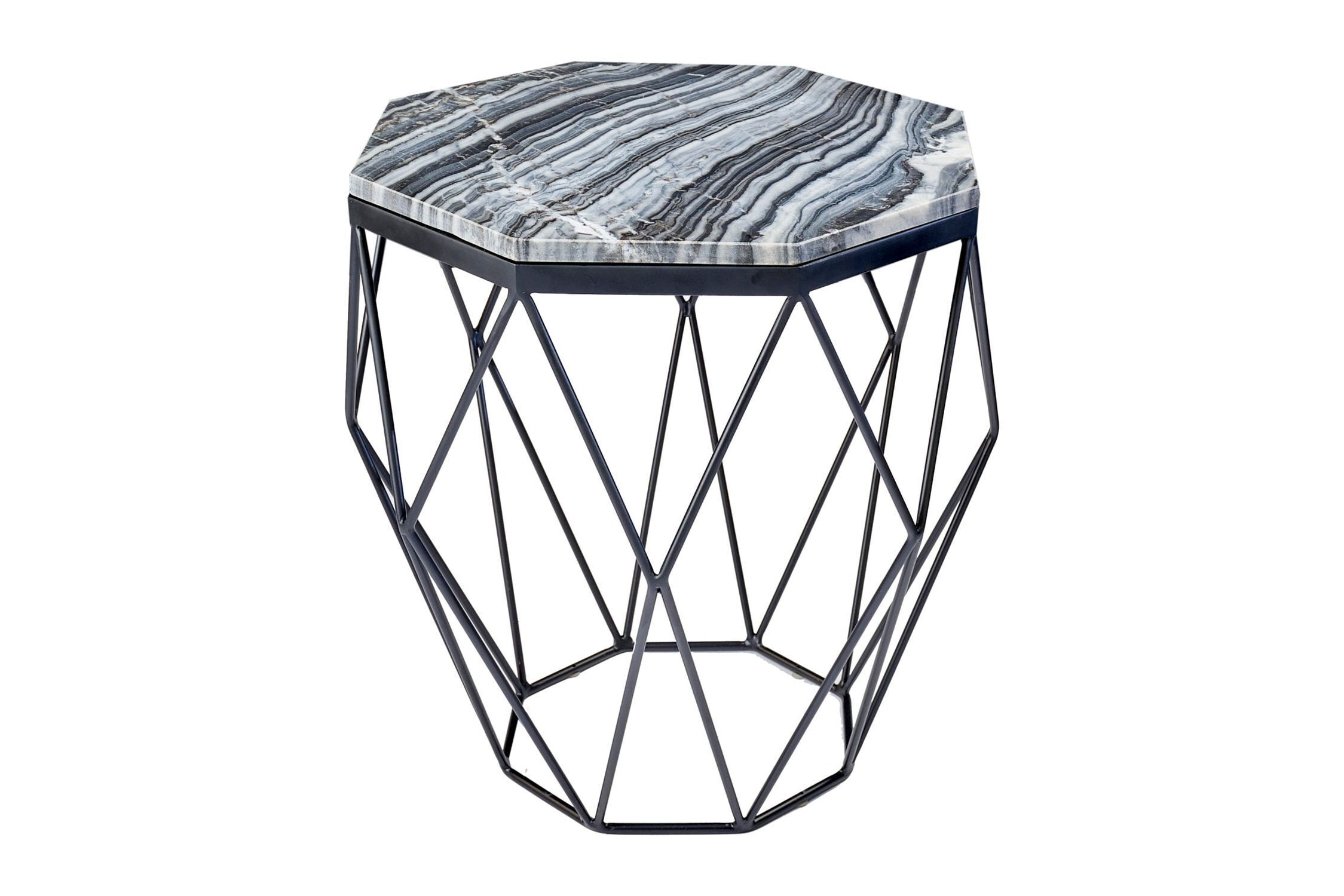 Couchtisch Marmor Metall 50 x 50 cm in Grau Schwarz