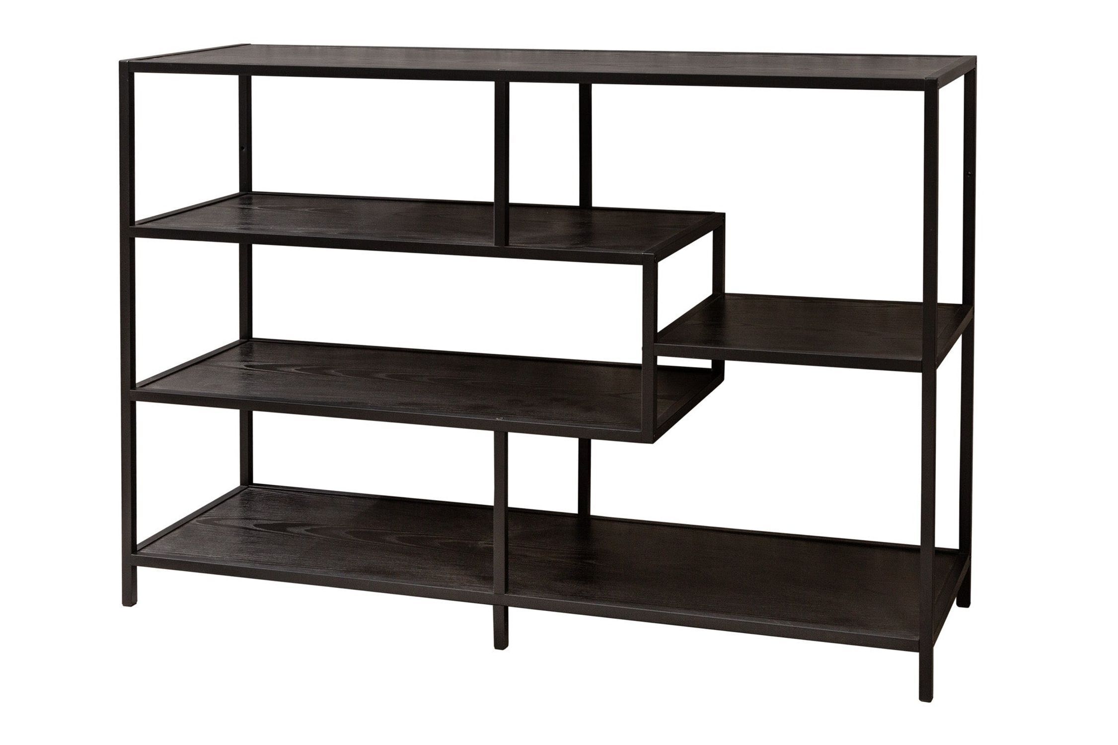 Regal Schwarz klein 114 x 79 cm Holz Optik Metall
