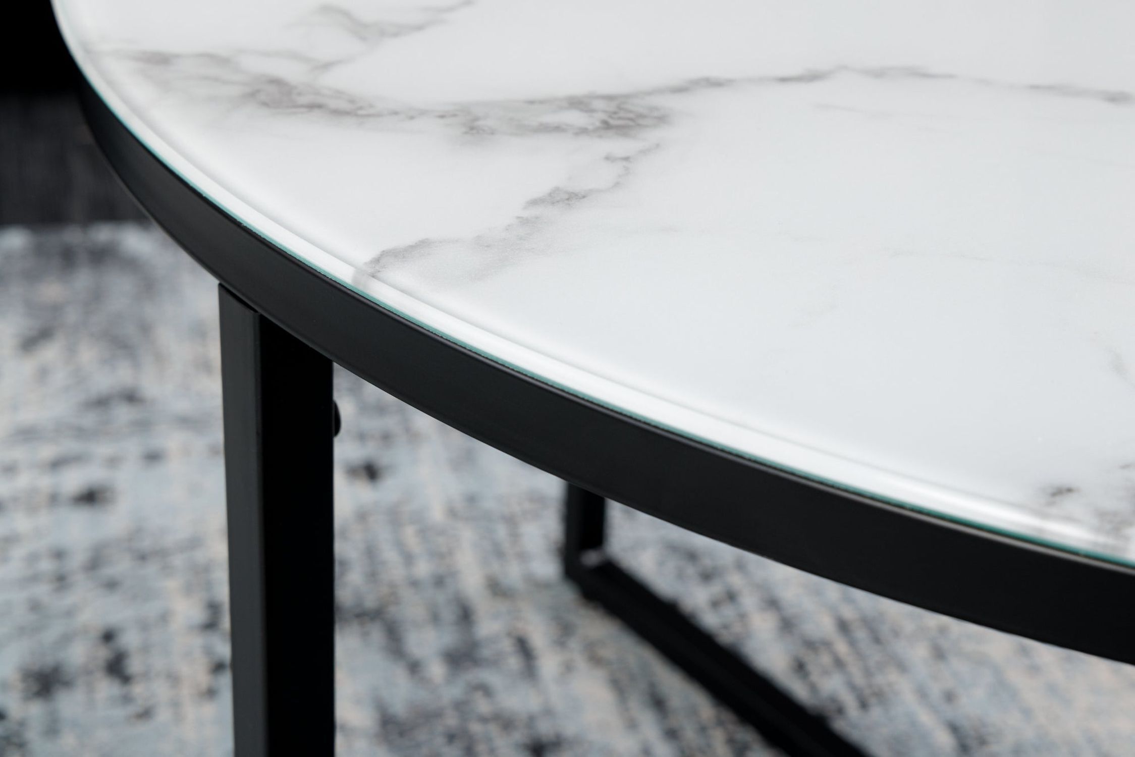 Couchtisch Hartglas Metall in Weiß Schwarz 80x80 cm
