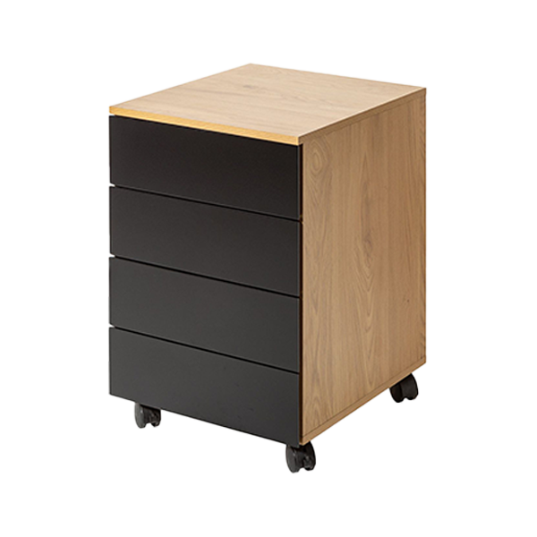 Rollcontainer/Schränke mit Rollen Schreibtischlade, Rollcontainer, Holzoberfläche, Schwarz, Rollwagen