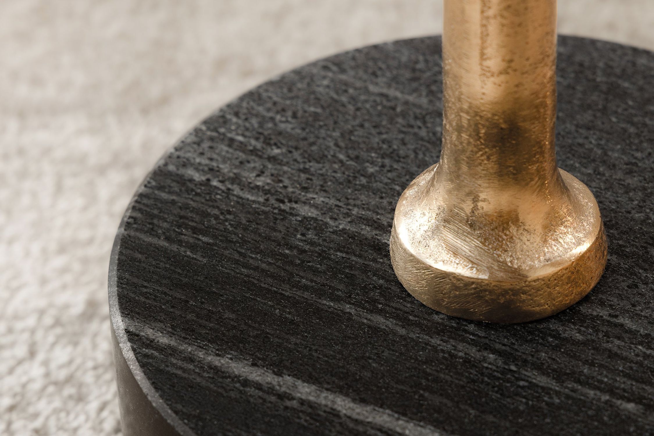 Beistelltisch Akazienholz Marmor Metall Handarbeit Ø 40 cm