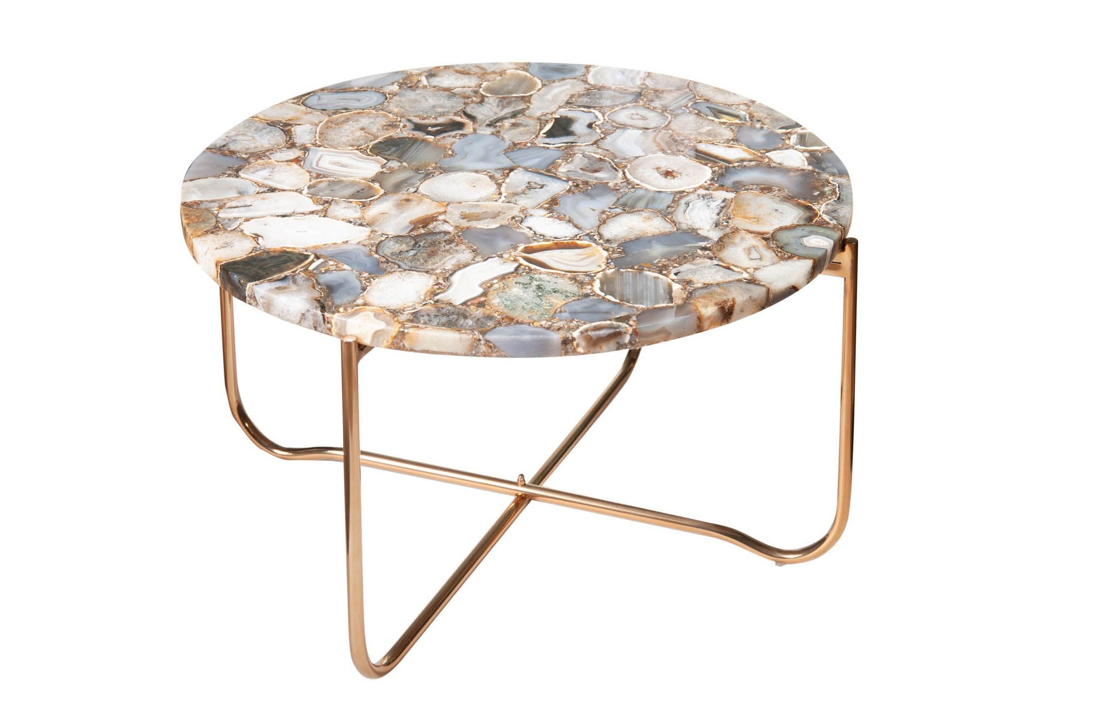 Couchtisch Achat Metall rund Ø 62 cm Handarbeit