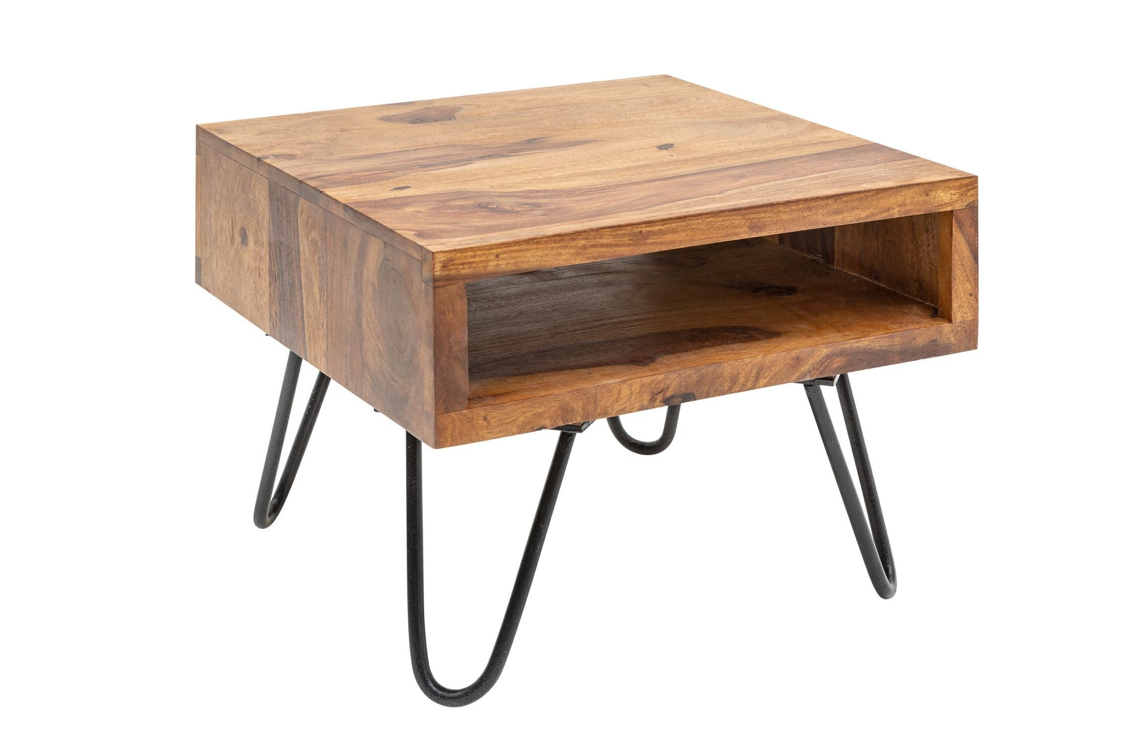 Beistelltisch Sheesham Holz Metall 45 x 35 cm