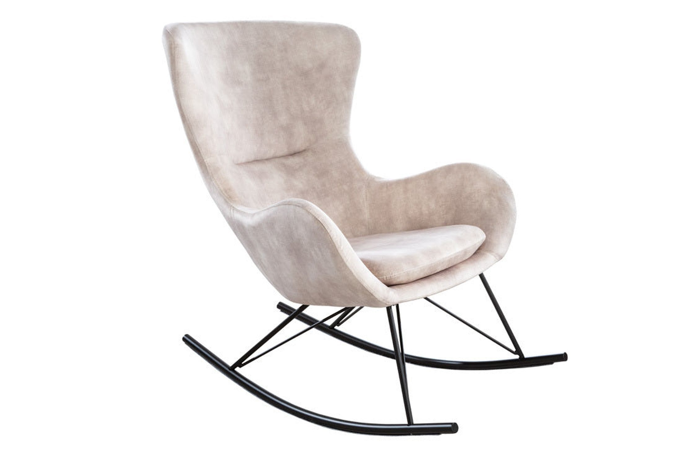 Schaukelstuhl Samt Metall in Beige Creme Schwarz