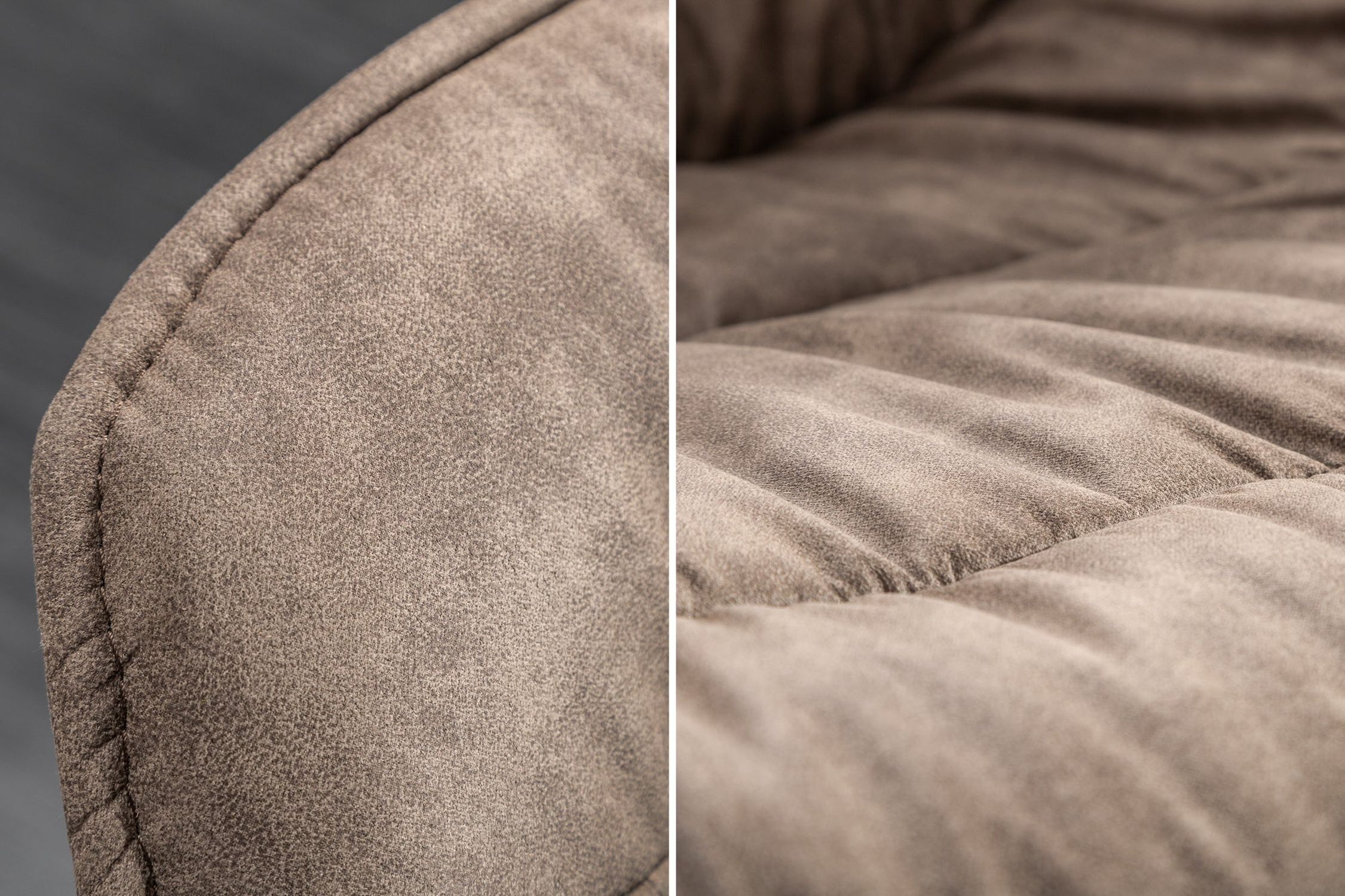 Esstischstuhl Taupe Schwarz mit Armlehne Stoff Metall