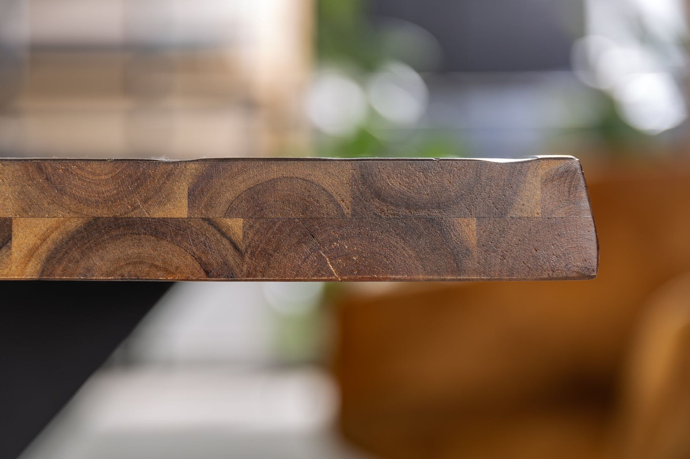 Esstisch Baumkante Akazienholz Metall Braun Schwarz 160x90cm