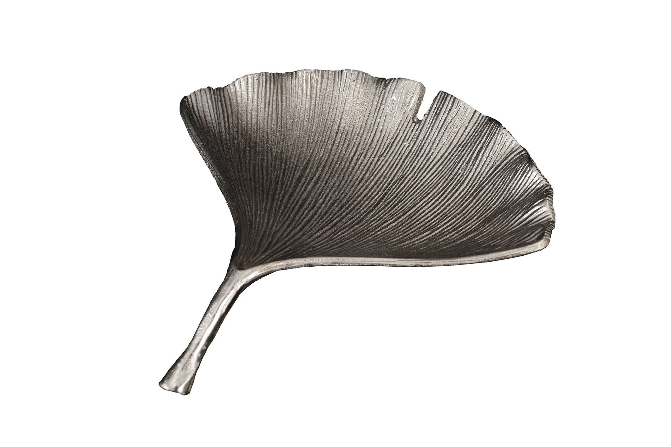 Dekoschale in Silber Handarbeit 42 cm Ginko Design Asiatisch