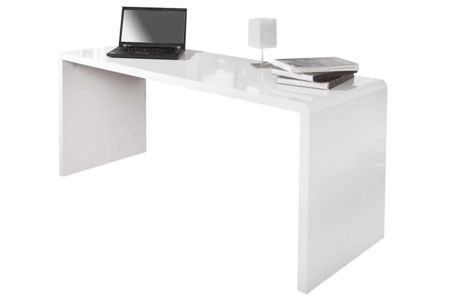 Schreibtisch MDF lackiert 140 cm in Weiß Hochglanz