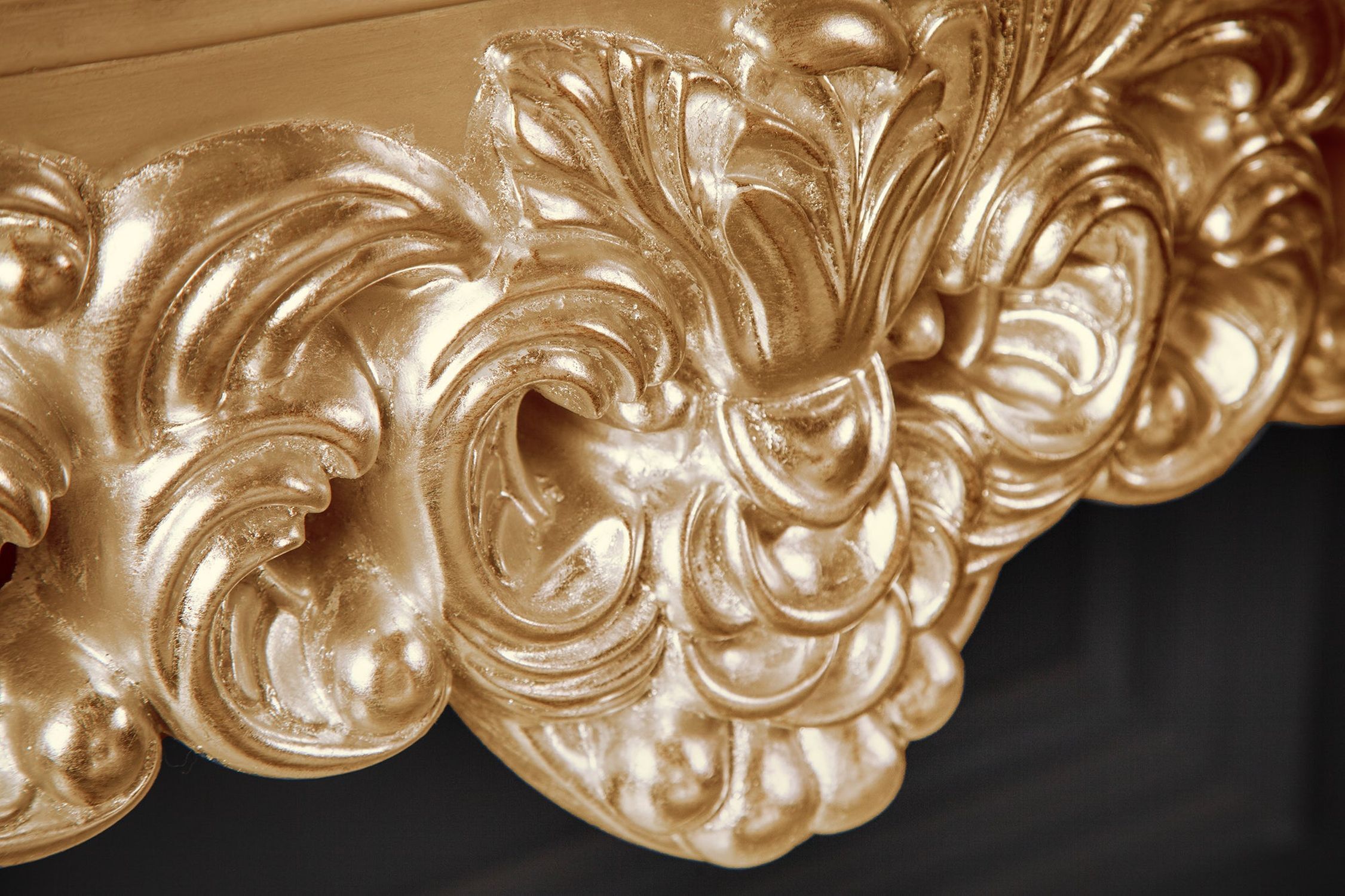 Konsolentisch Holz Polyurethan in Gold 110cm Handarbeit