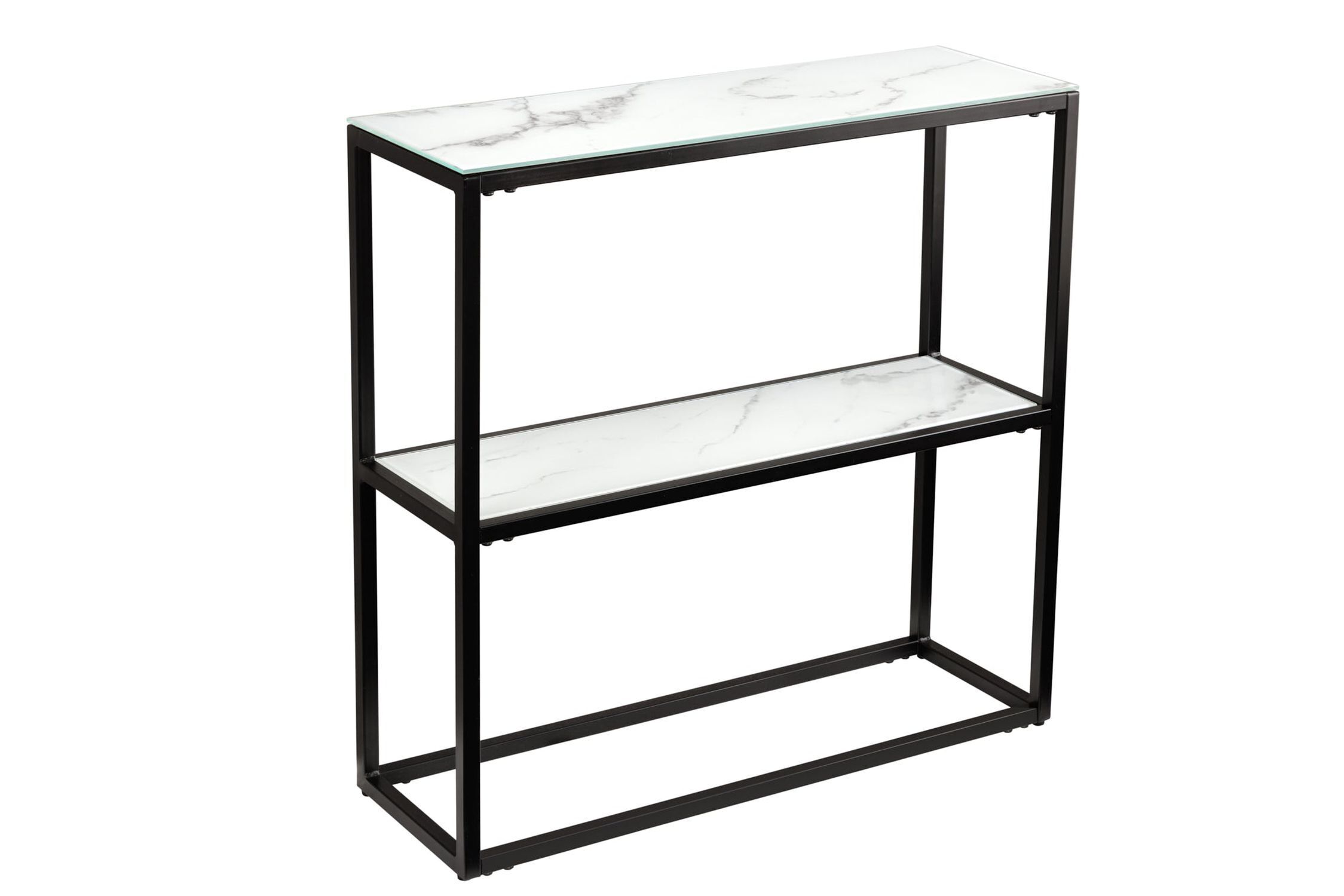 Konsolentisch Hartglas Metall in Weiß Schwarz 80 cm