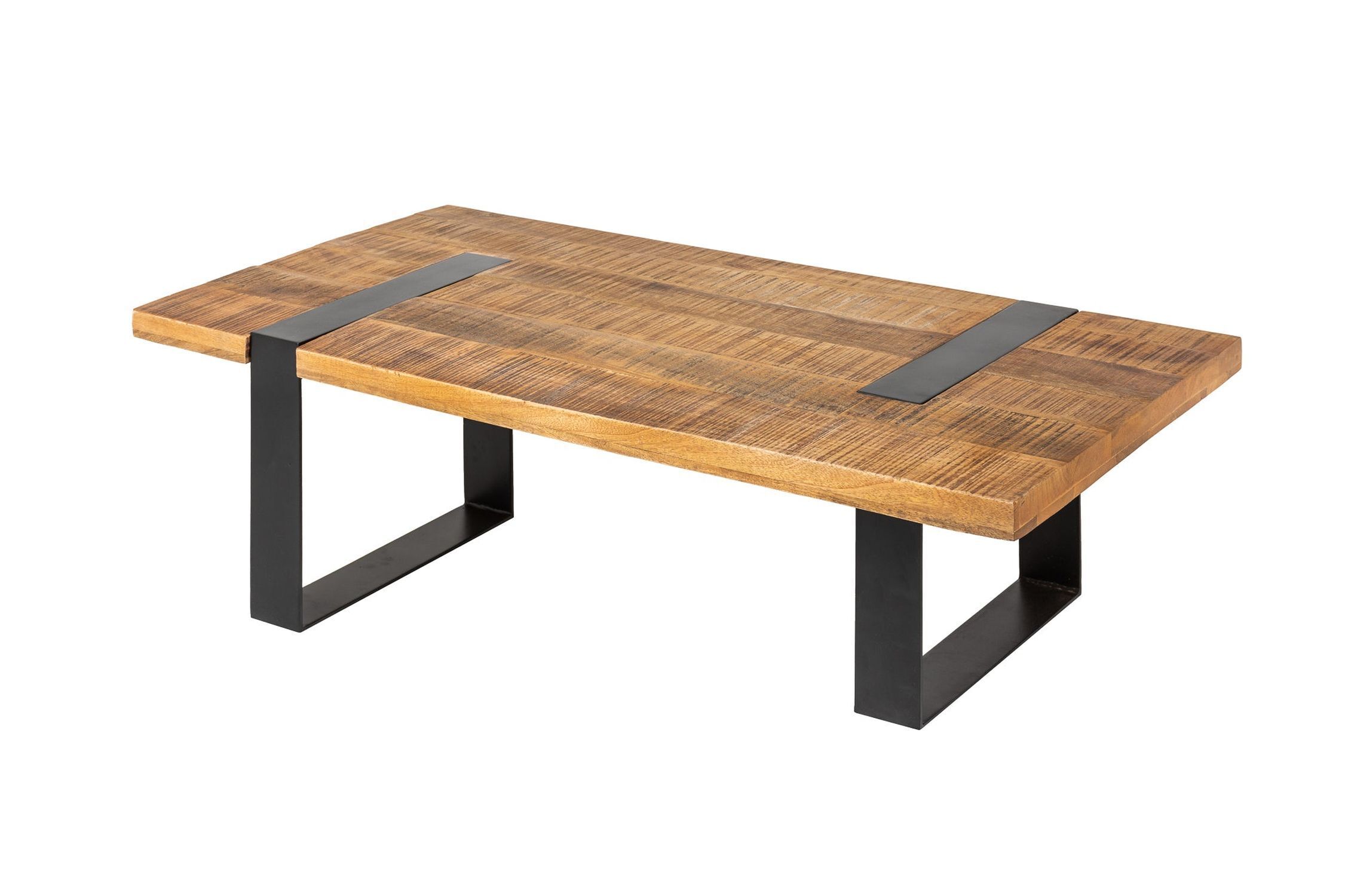 Couchtisch Mango Holz Metall 100 x 60 cm Kufengestell