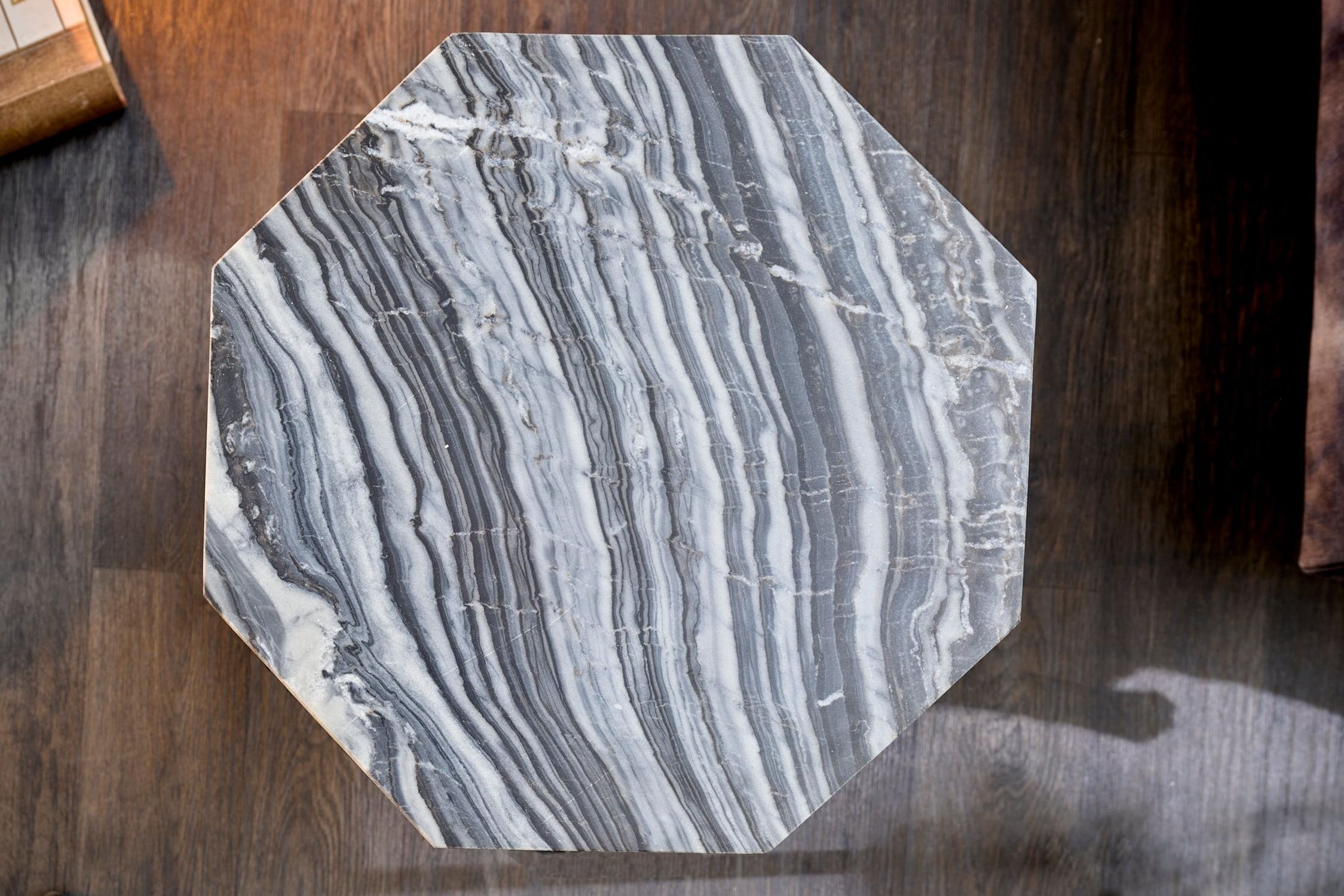 Couchtisch Marmor Metall 50 x 50 cm in Grau Schwarz