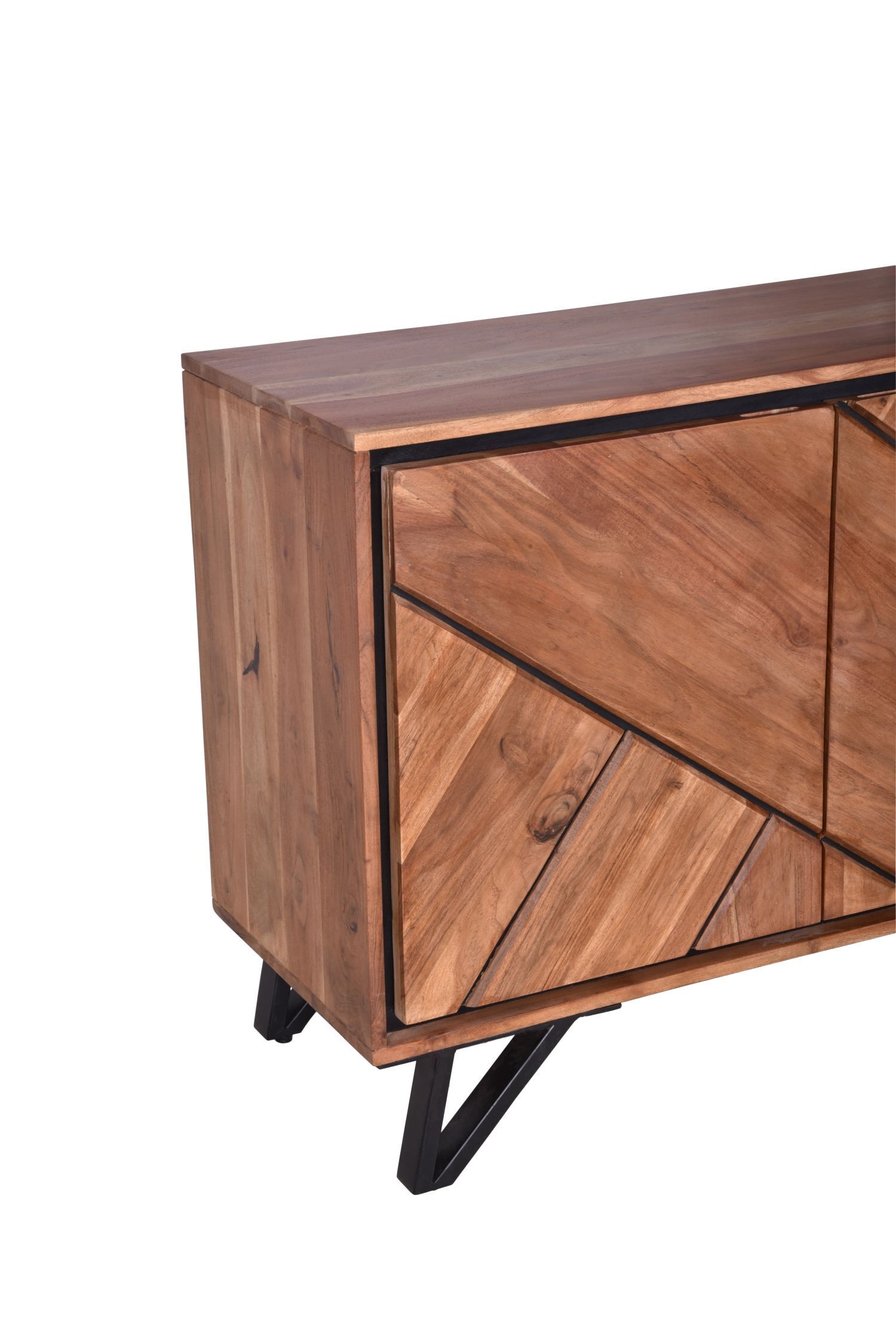 Sideboard 180 cm breit Holz Metall 3 Türen Modern