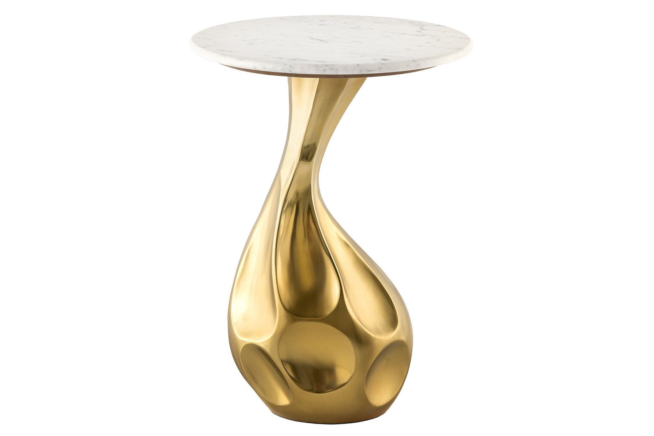 Beistelltisch Marmor Metall in Weiß Gold 36x36 cm Handarbeit