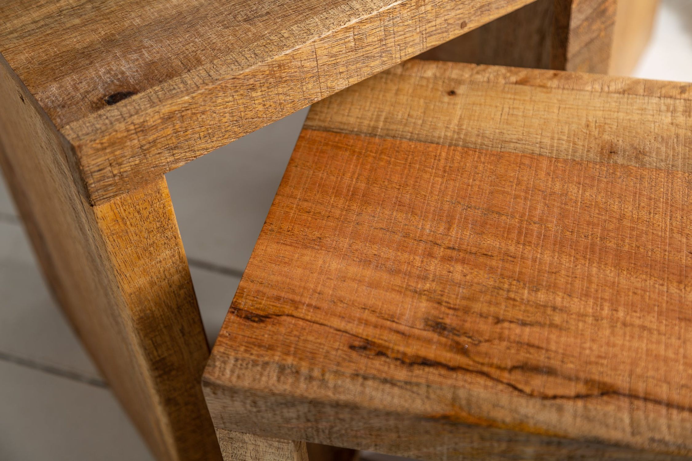 Beistelltisch Mango Holz in Natur Massivholz 3er Set