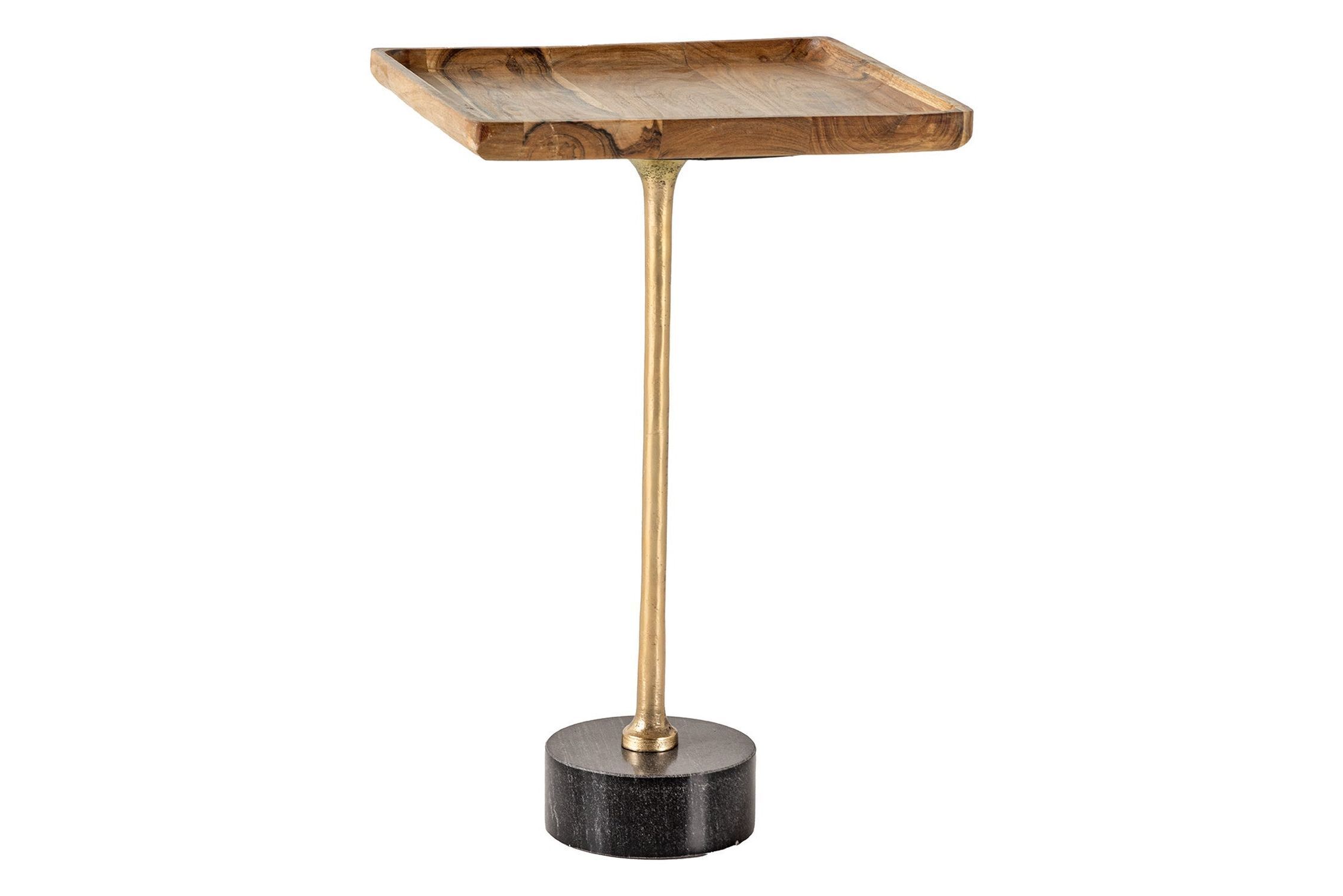 Beistelltisch Akazienholz Marmor Metall in Gold Schwarz