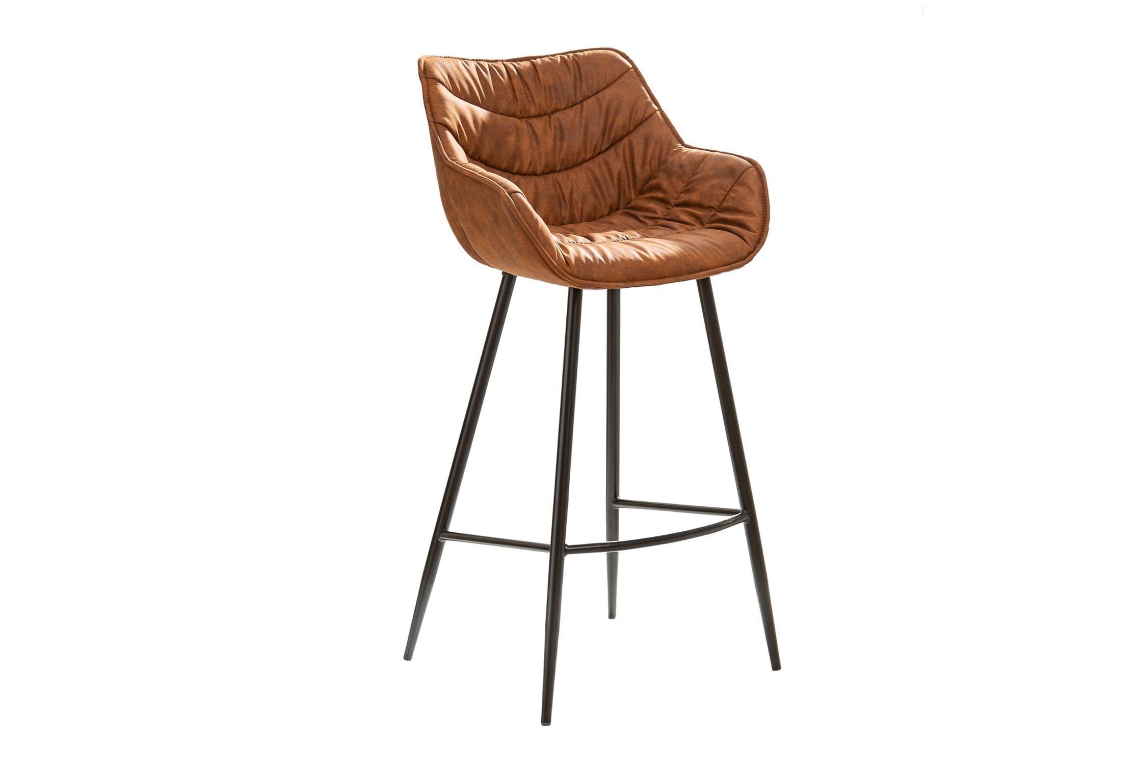 Barhocker mit Lehne in Braun Schwarz Samt Metall