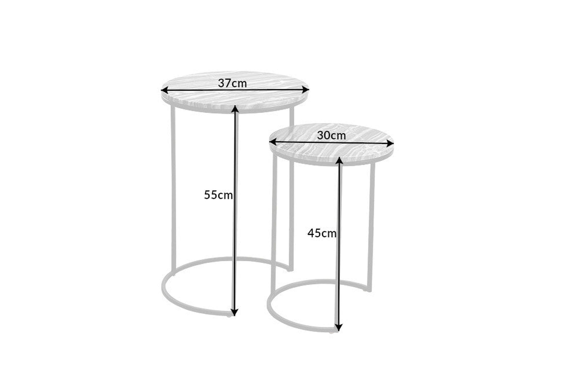 Beistelltisch 2er Set Marmor Metall in Grau Schwarz