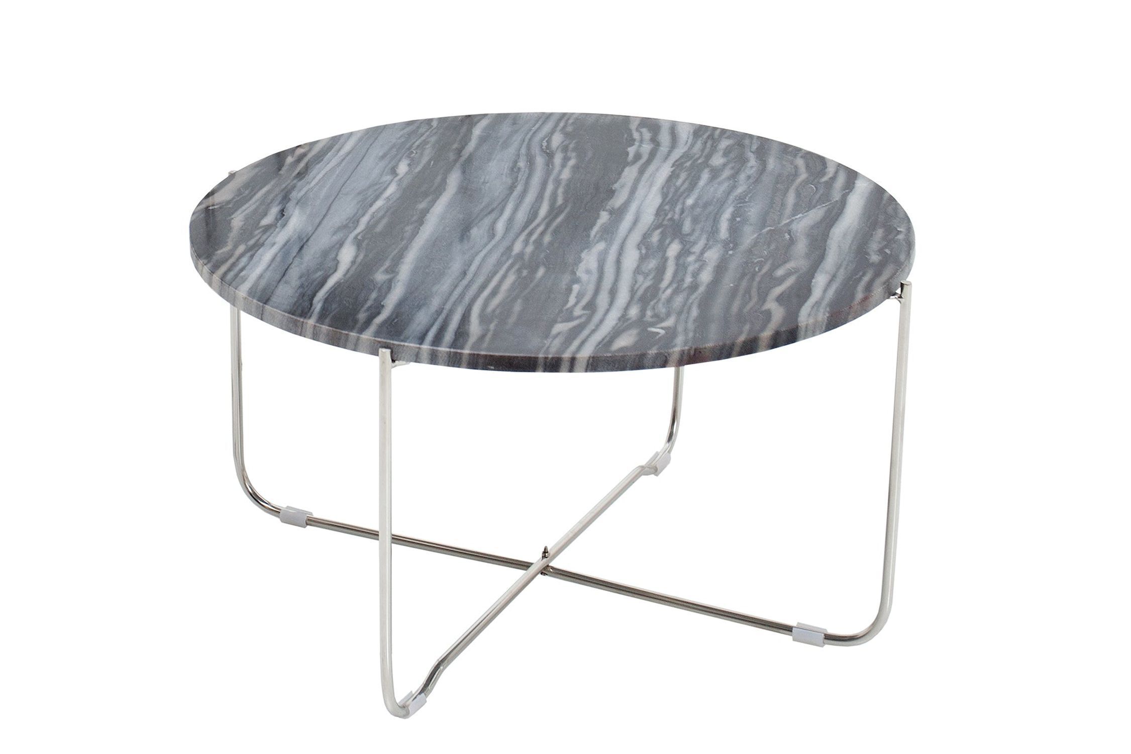 Couchtisch Marmor Metall in Grau Silber 62 x 62 cm