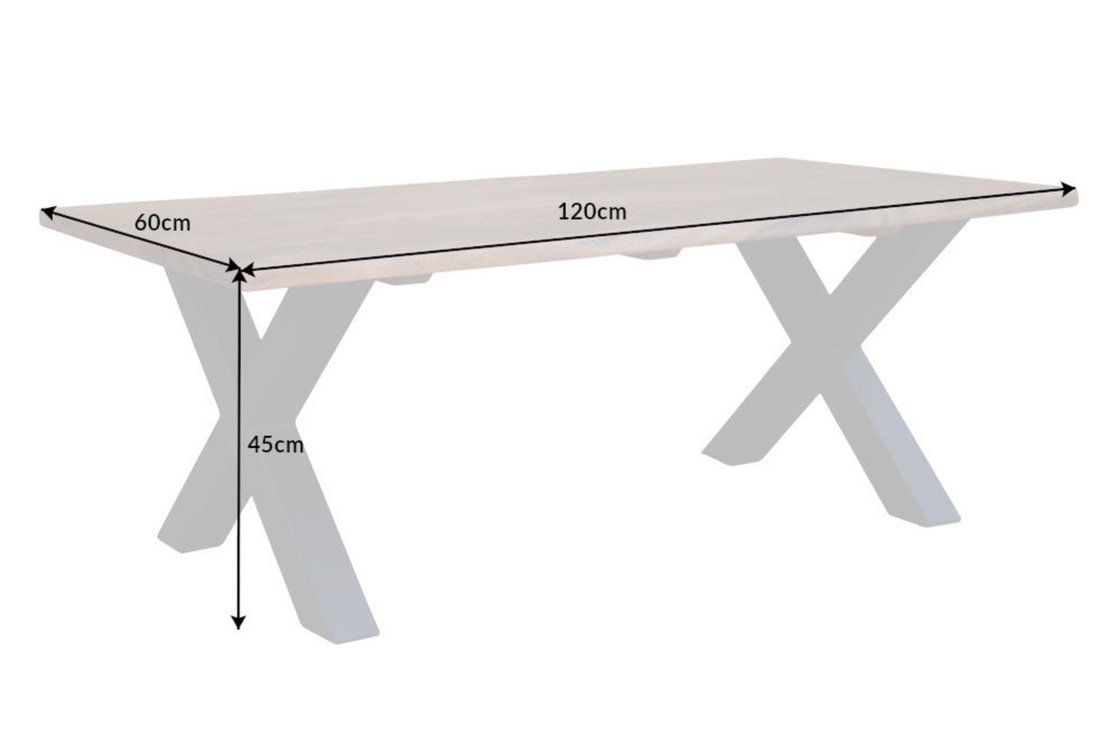 Couchtisch 120 x 60 cm Baumkante x -Beine Industrial