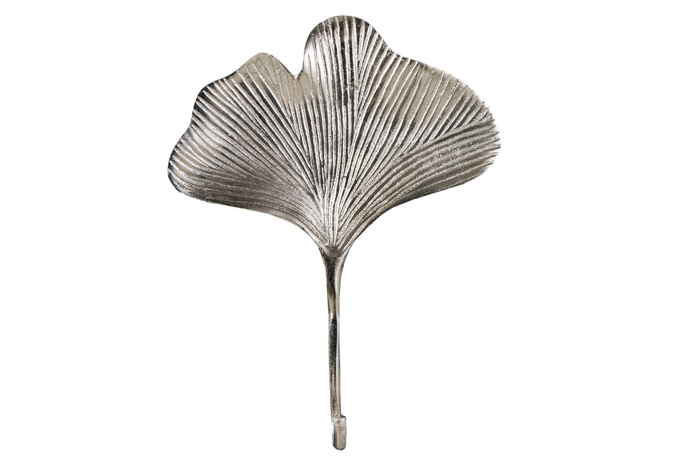 Wandgarderobe Metall Handarbeit in Silber Ginko Design