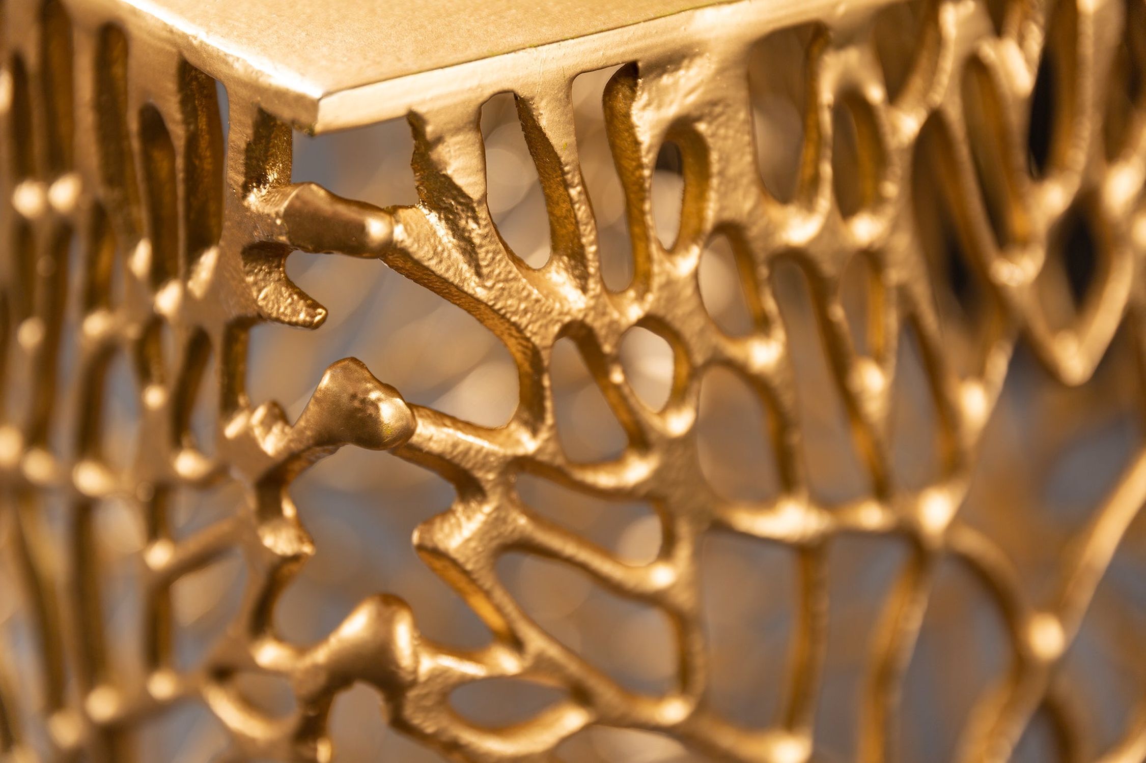 Beistelltisch 2er Set Metall in Gold Handarbeit