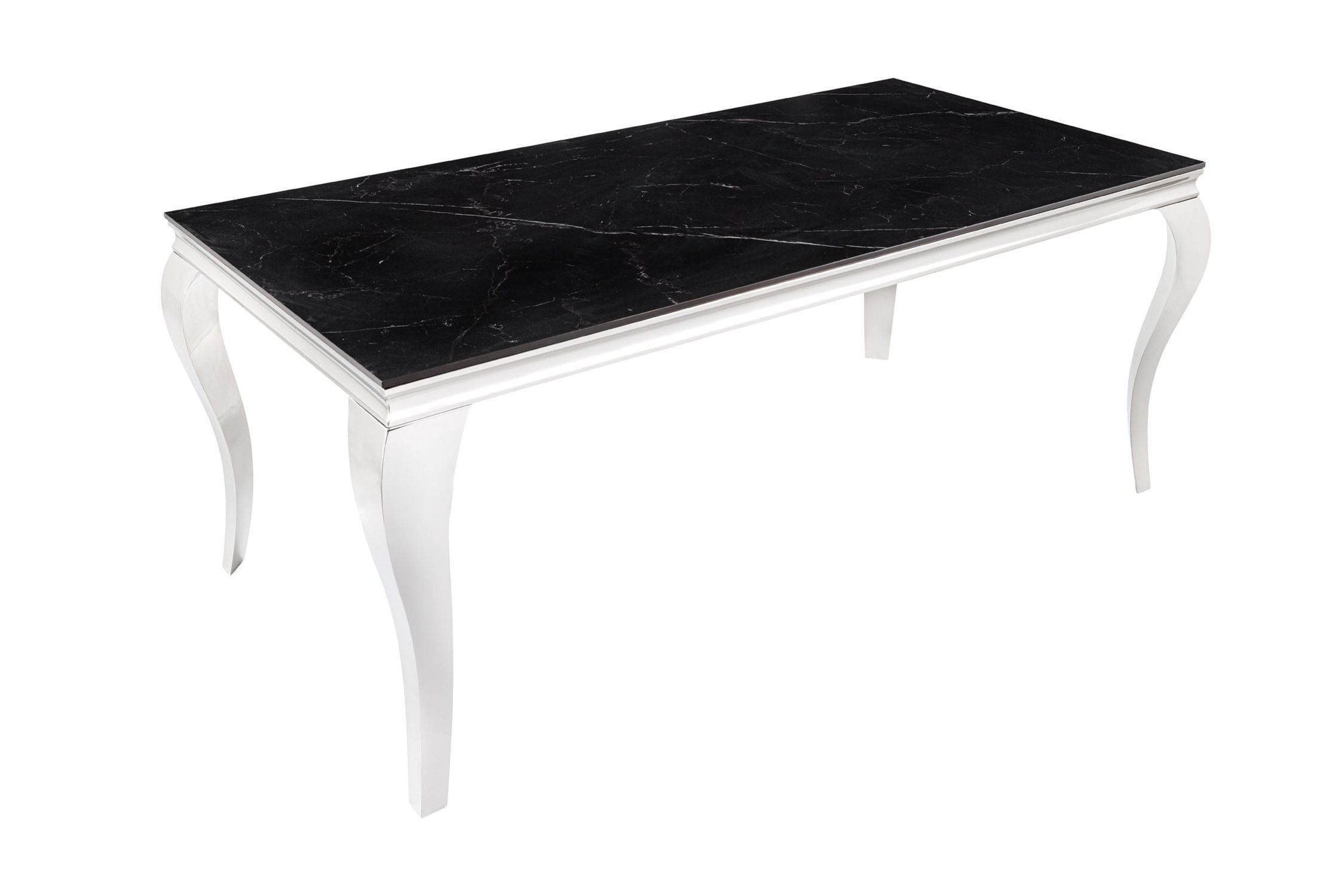Esstisch Keramik in Schwarz Silber 180 x 90 cm Marmor Optik