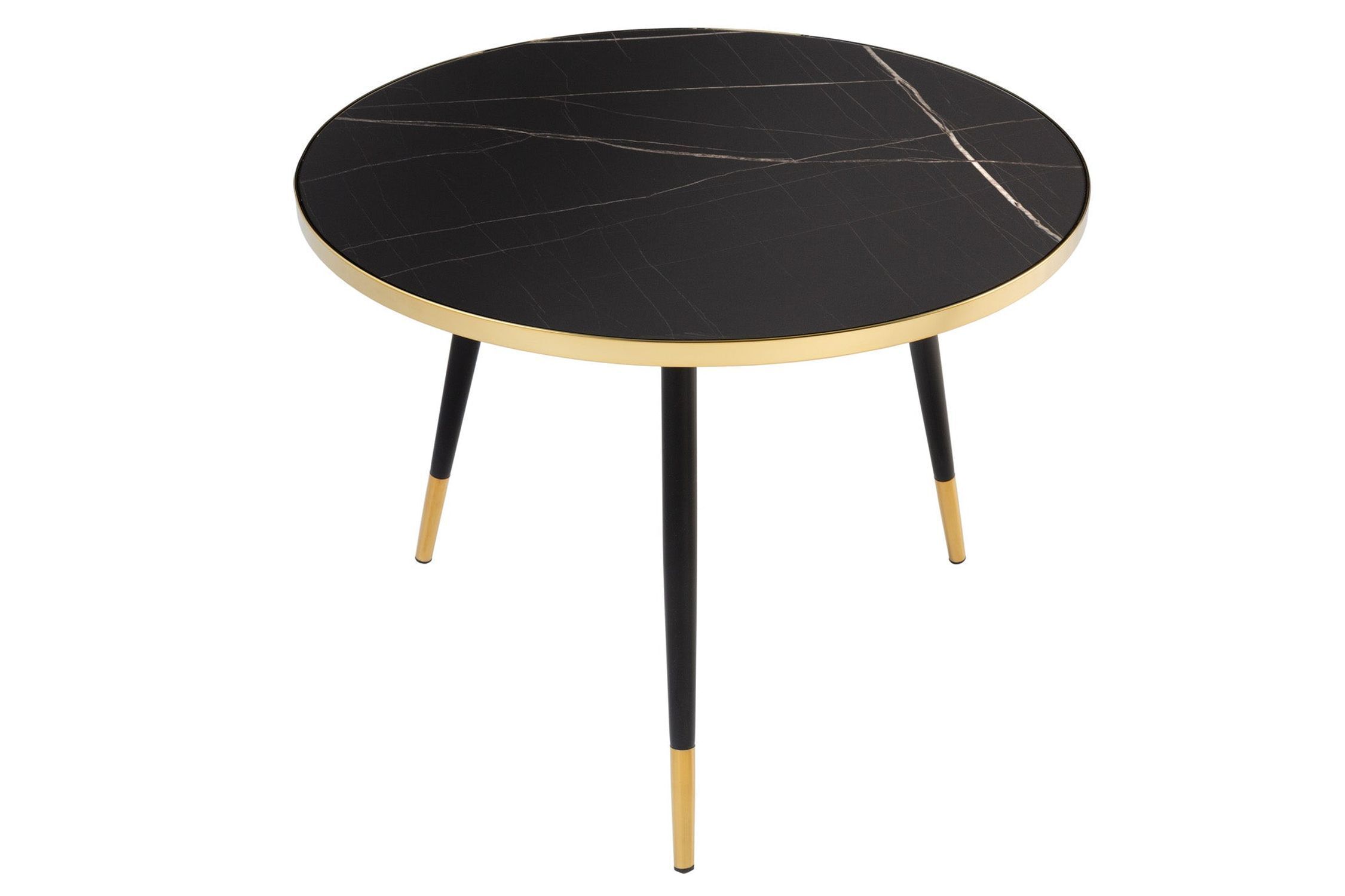 Couchtisch Hartglas Metall in Anthrazit Schwarz Gold 60 cm