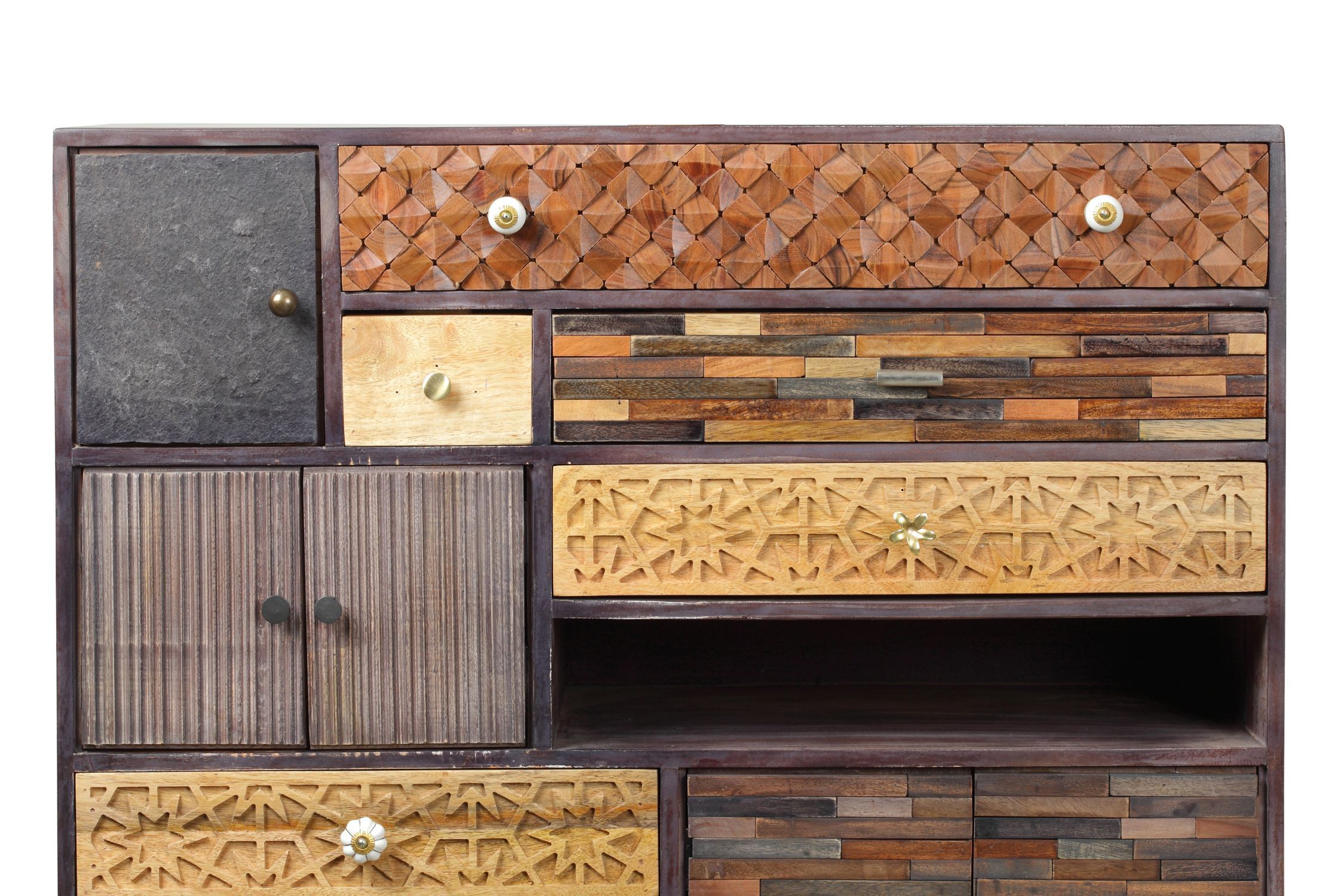Dekoratives Sideboard Holz MDF 121 cm hoch Bunt Modern