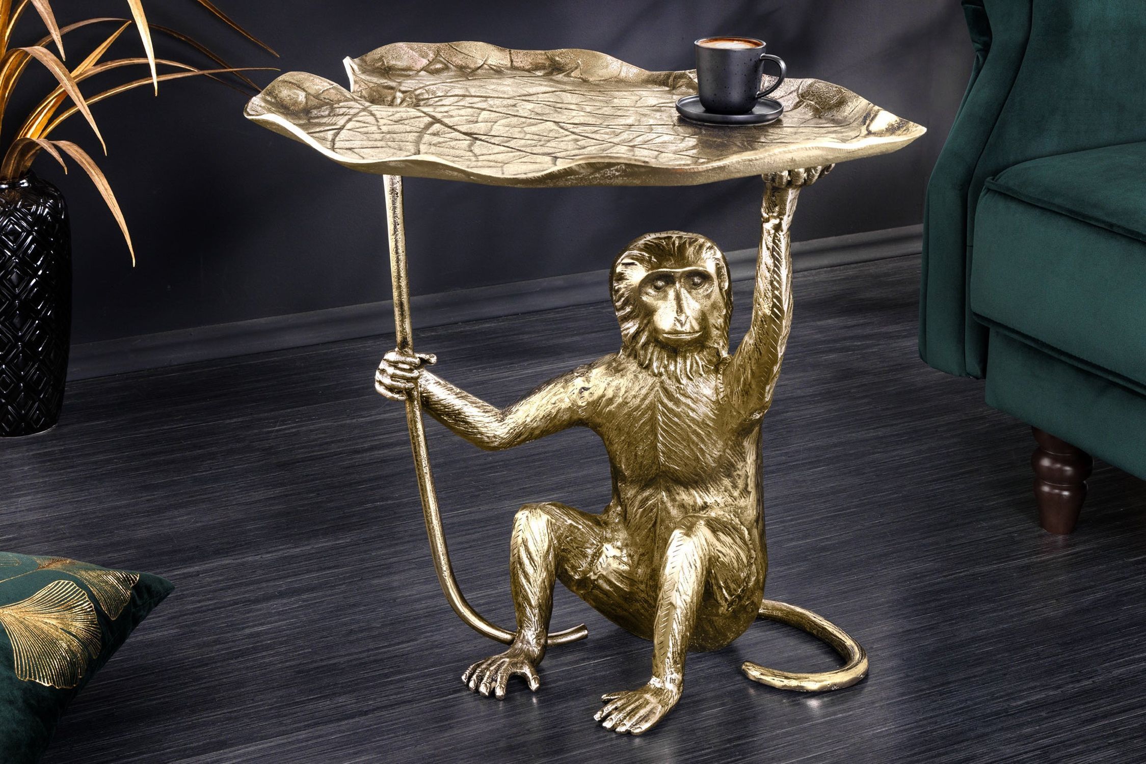 Beistelltisch Metall in Gold Antik 55x50 cm Handarbeit